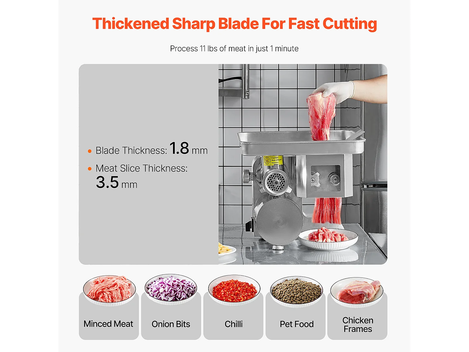 Hachoir à Viande Électrique Commercial SucceBuy, Trancheuse de 5 kg /Minute et Fabricant de Stuffer de Saucisse