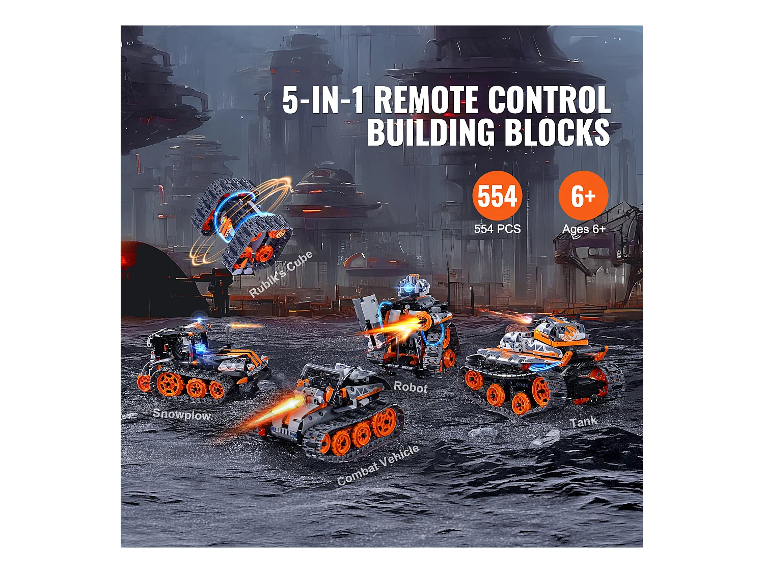 Jouets de Construction STEM SucceBuy, pour Enfants, 5 en 1, 554 Pièces, Ensemble de Construction RC