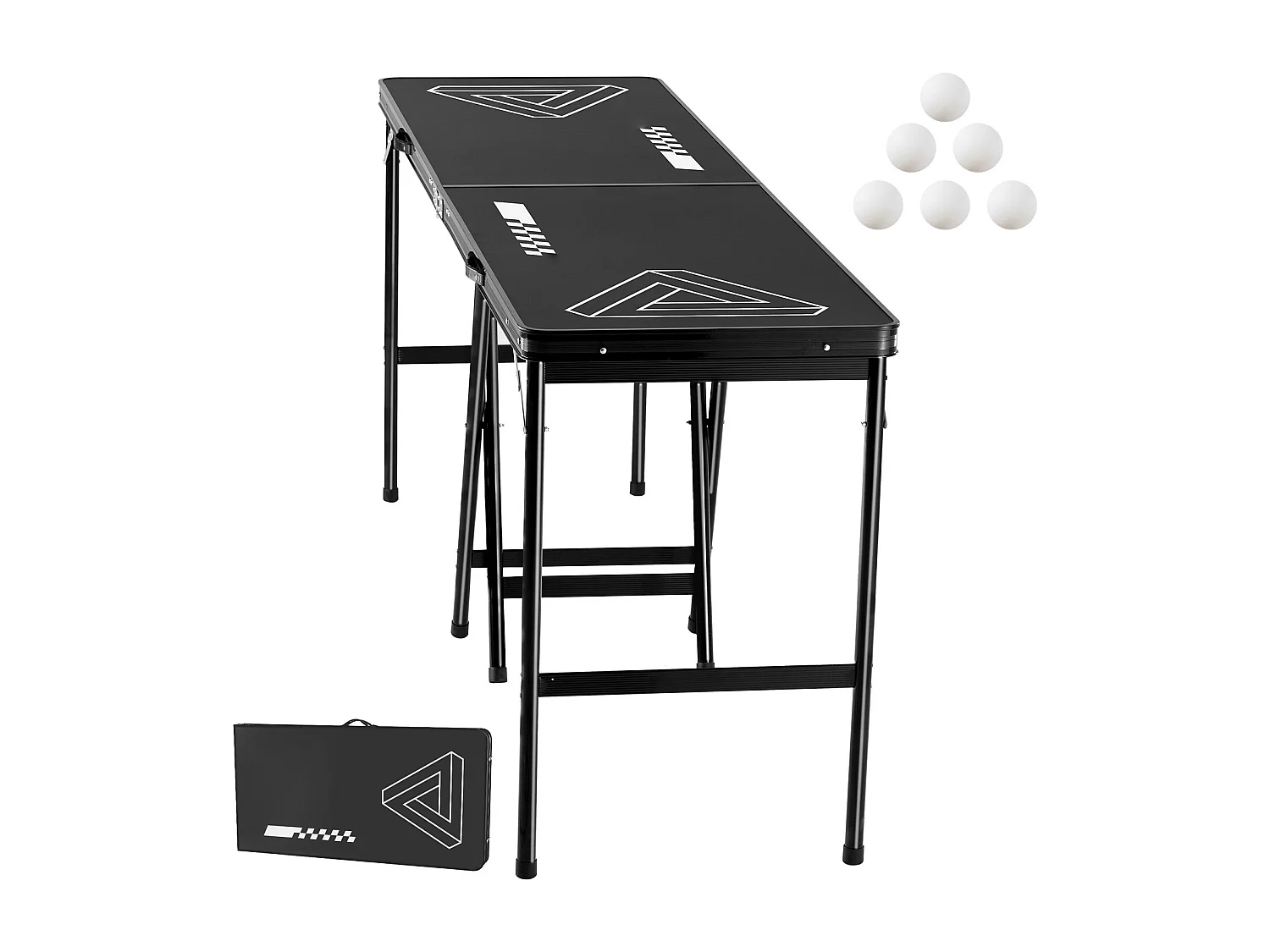 Stół do Beer-Pong Zwijany Portatywny SucceBuy, 2,4 m, z Ręczkami do Biura, na Imprezę, w Podróż i na Kemping