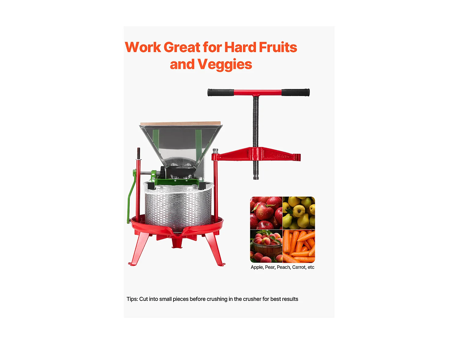 Presse de Fruits SucceBuy, Acier Inoxydable de 7 L, pour Vin et Cidre, Quipé d'Une Poignée à Rouleau pour la Maison et la Cuisine