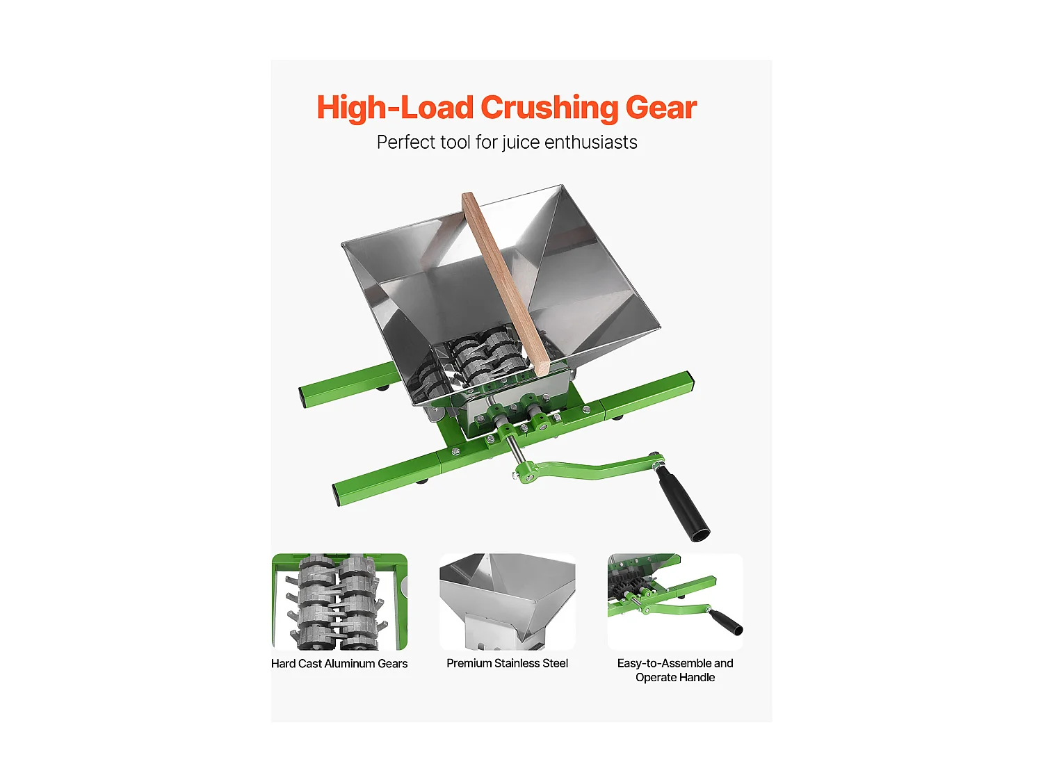 Fruchtpresse SucceBuy , Edelstahl 7 L, für Wein und Apfelwein, Ausgestattet mit Einem Rollgriff für Haus und Küche