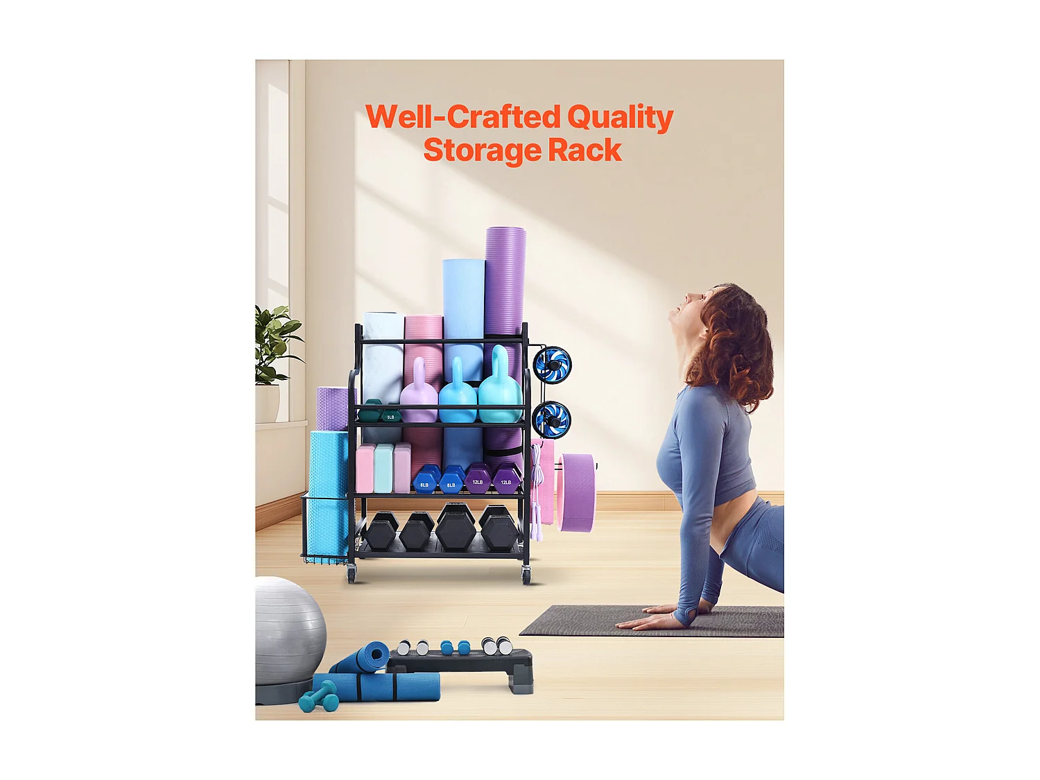 Support de Yoga Organisateur SucceBuy, Organiseur d'Équipement de Gym à Domicile, Support de Poids pour Haltères