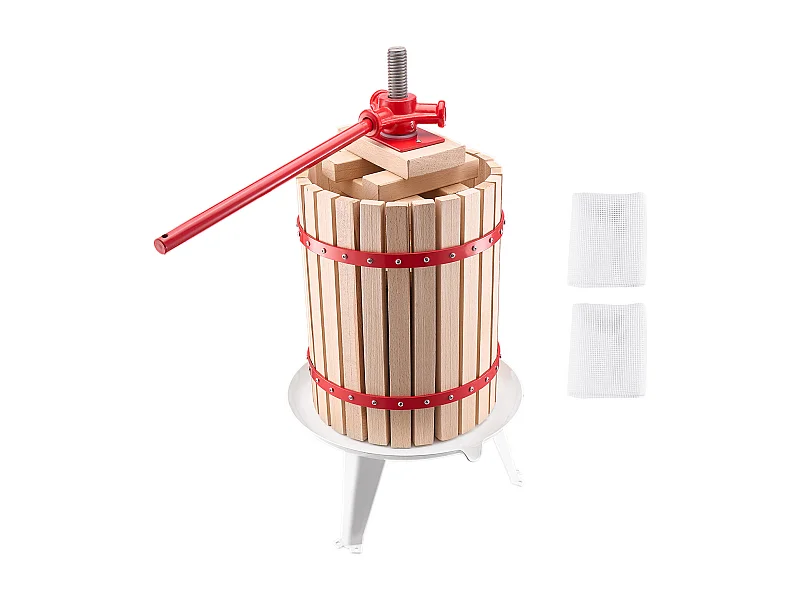 Handpresse für Früchte und Wein SucceBuy, mit Holzkorb 18L, zur Saftbereitung, Robuste Saftmaschine für die Herstellung von Apfelwein, Honig