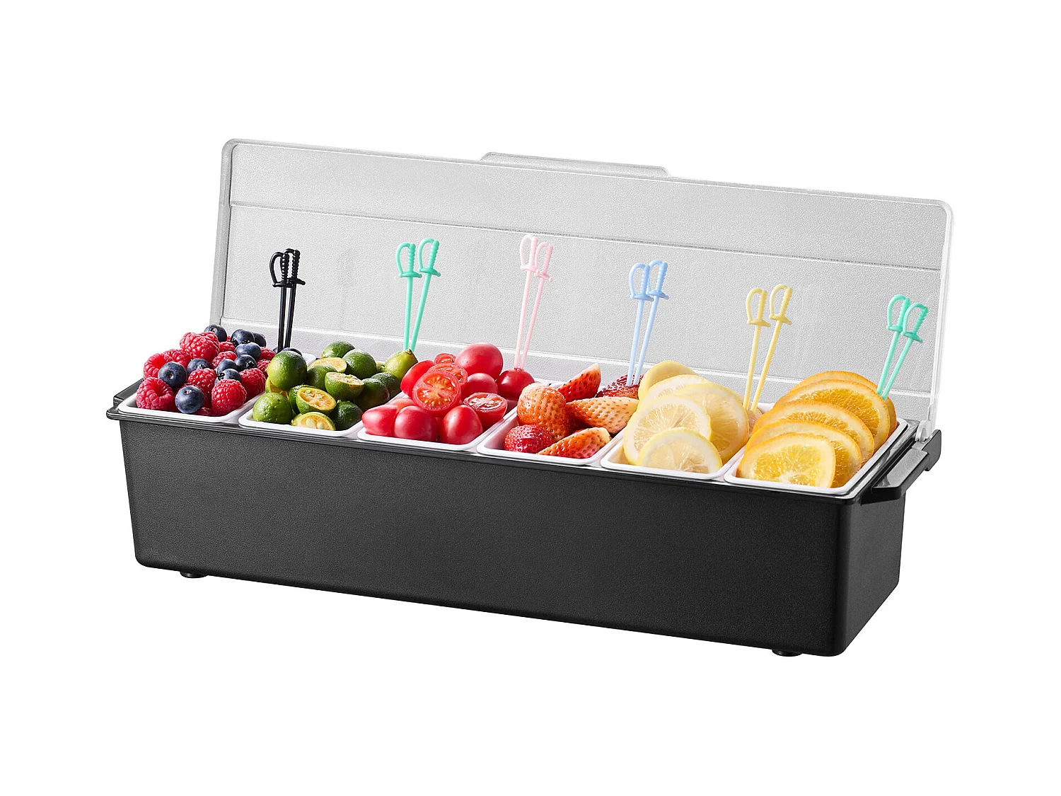 Distributeur d'Épices Réfrigéré SucceBuy, avec 6 Compartiments et Couvercle, 50,3x16,5x11,7 cm