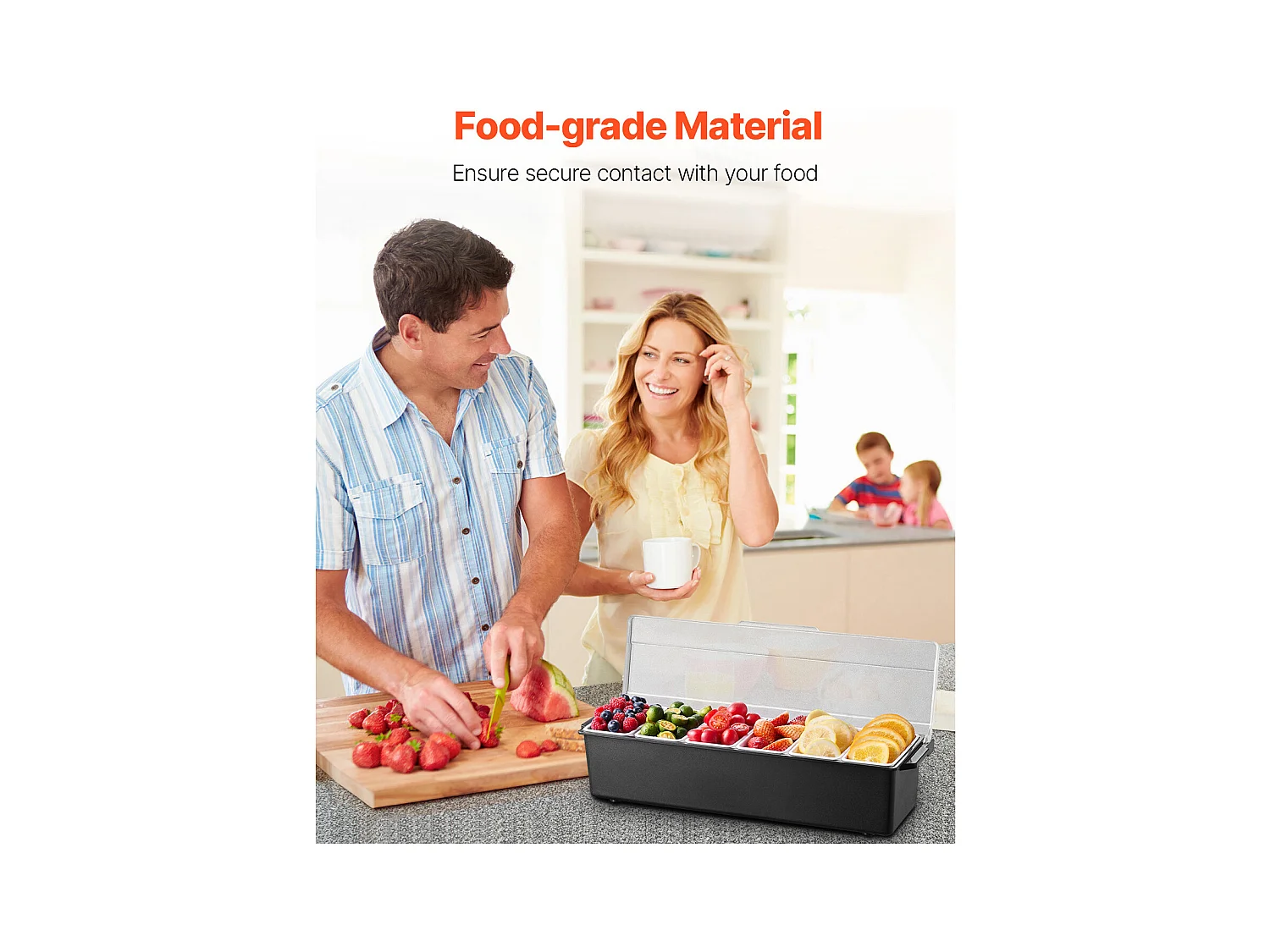 Distributeur d'Épices Réfrigéré SucceBuy, avec 6 Compartiments et Couvercle, 50,3x16,5x11,7 cm