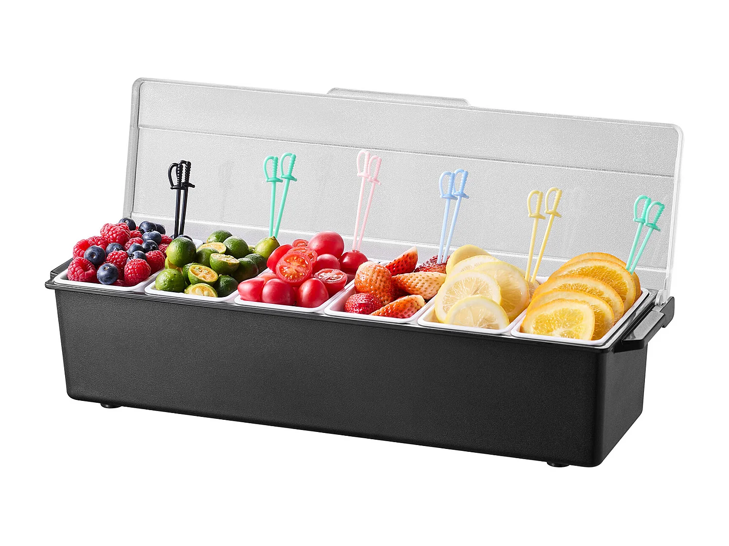 Distributeur d'Épices Réfrigéré SucceBuy, avec 6 Compartiments et Couvercle, 50,3x16,5x11,7 cm