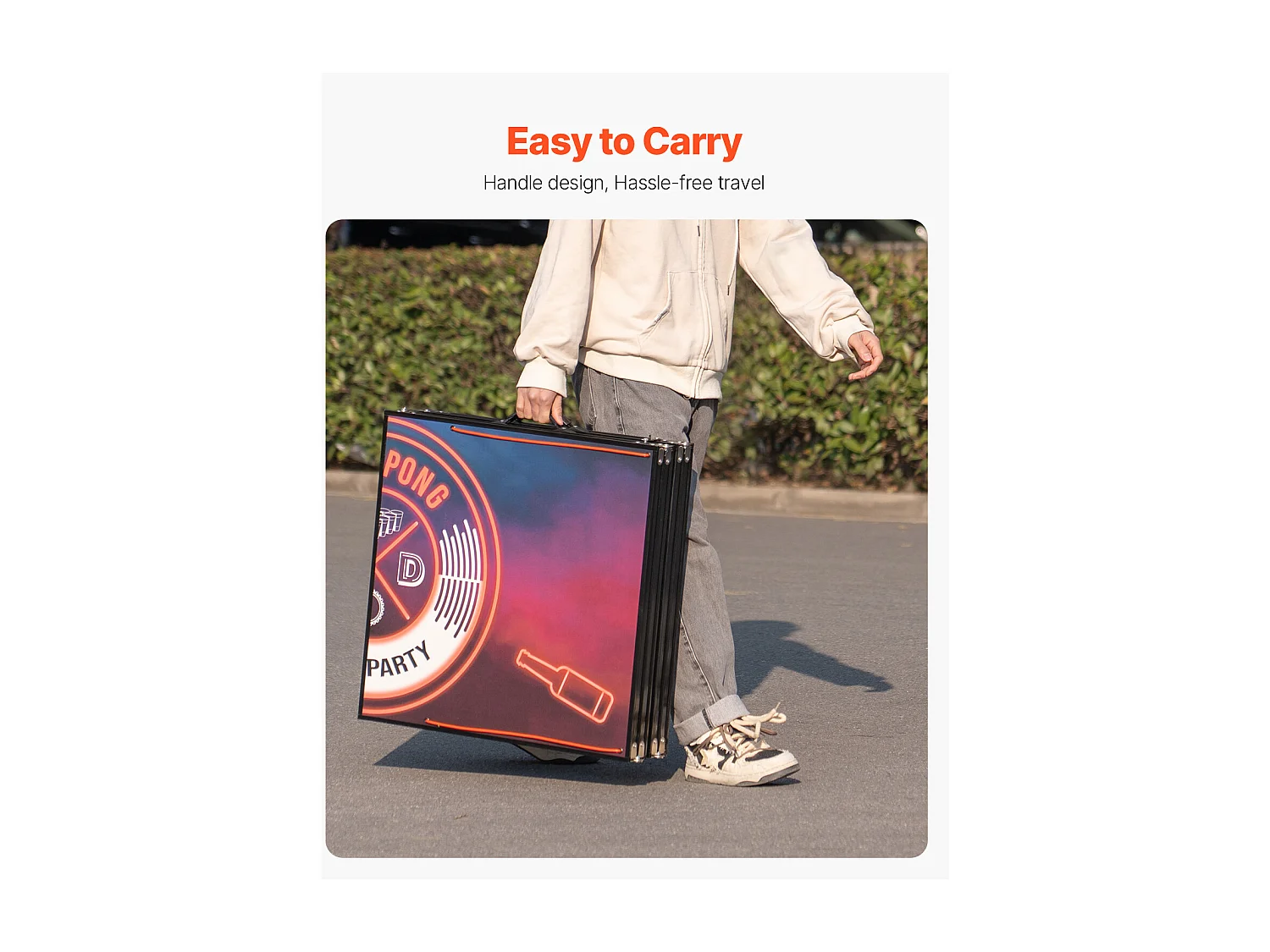 Table de Bière-Pong Portable SucceBuy, 2,4 m, avec Poignée de Transport LED, pour Bureau, Fête de Hayon, Voyage et Camping