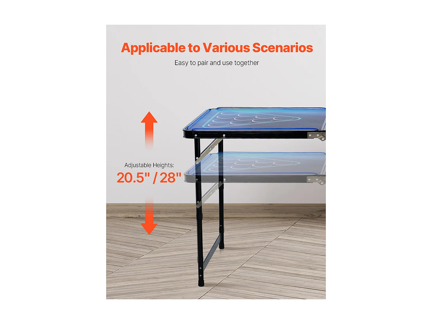 Table de Bière-Pong Portable SucceBuy, 2,4 m, avec Poignée de Transport LED, pour Bureau, Fête de Hayon, Voyage et Camping