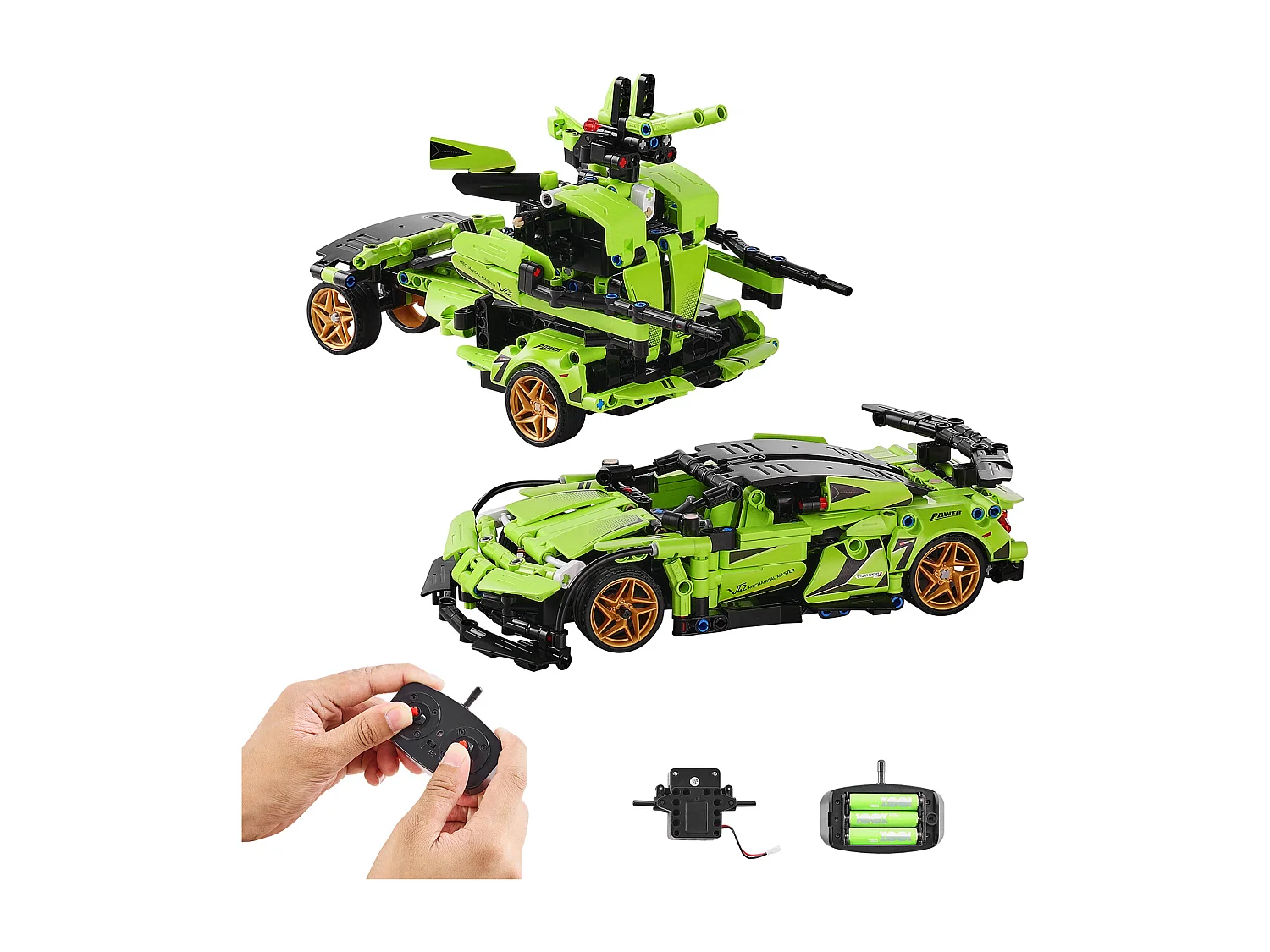 Jouets de Construction STEM SucceBuy, pour Enfants 2 en 1, 461 Pièces, Ensemble Voiture/Robot Télécommandé