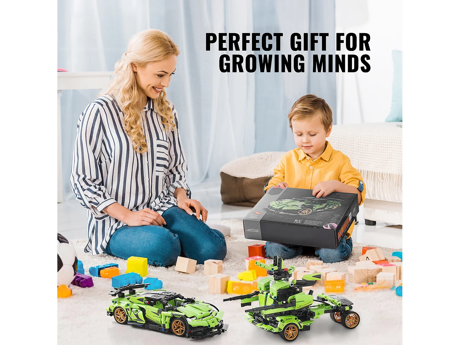 Jouets de Construction STEM SucceBuy, pour Enfants 2 en 1, 461 Pièces, Ensemble Voiture/Robot Télécommandé