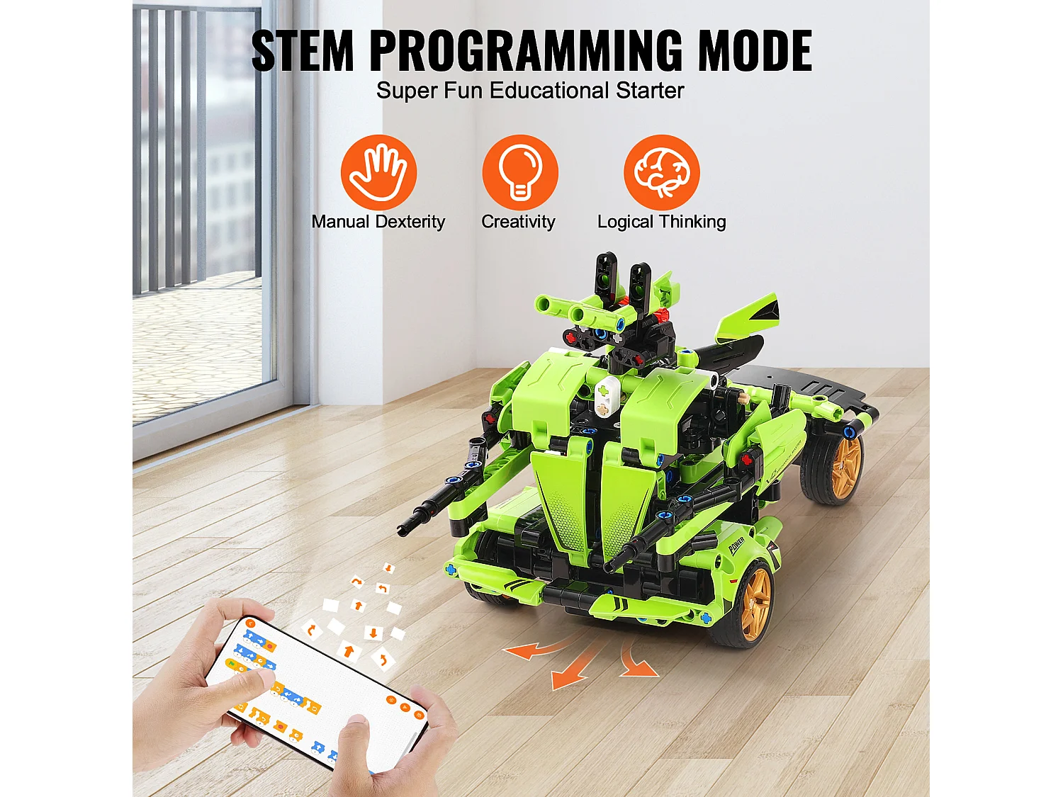 Jouets de Construction STEM SucceBuy, pour Enfants 2 en 1, 461 Pièces, Ensemble Voiture/Robot Télécommandé