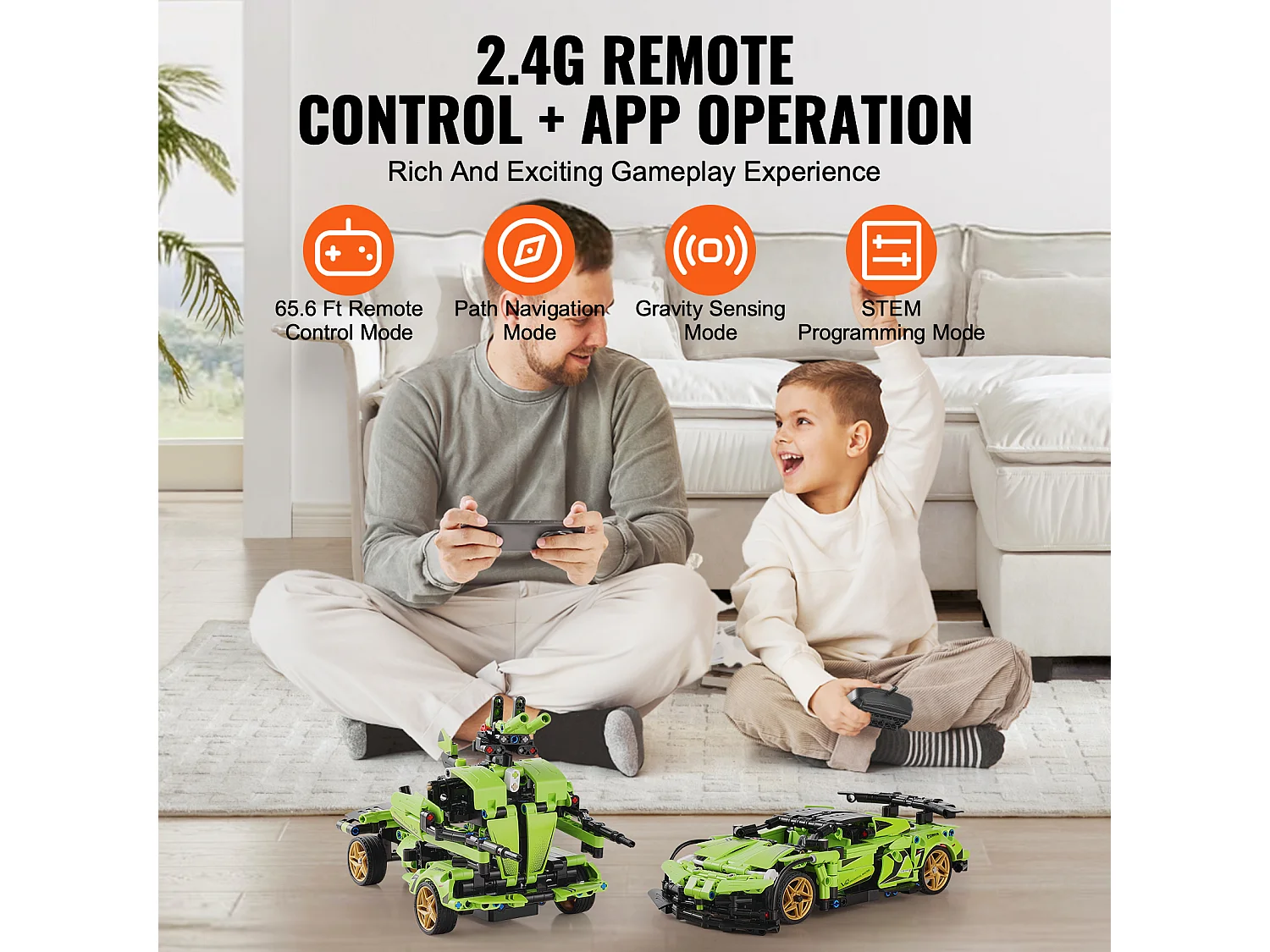 Jouets de Construction STEM SucceBuy, pour Enfants 2 en 1, 461 Pièces, Ensemble Voiture/Robot Télécommandé