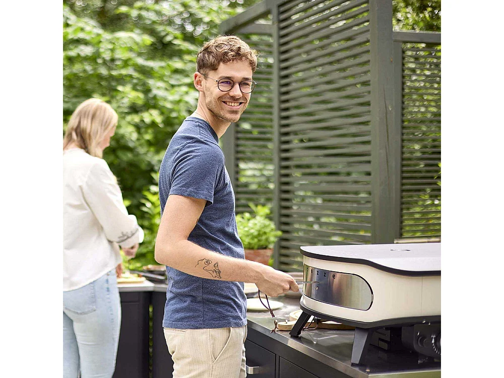 Four à pizza au gaz rotatif avec thermomètre intégré et porte