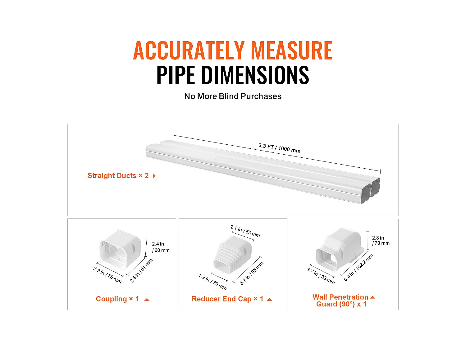 Couverture de Ligne SucceBuy en L 7.62cm de Largeur 227 cm pour Mini-Split/Climatiseur. PVC