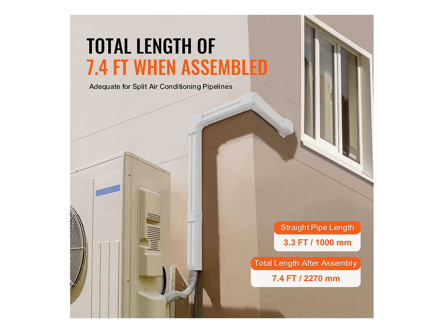 Couverture de Ligne SucceBuy en L 7.62cm de Largeur 227 cm pour Mini-Split/Climatiseur. PVC