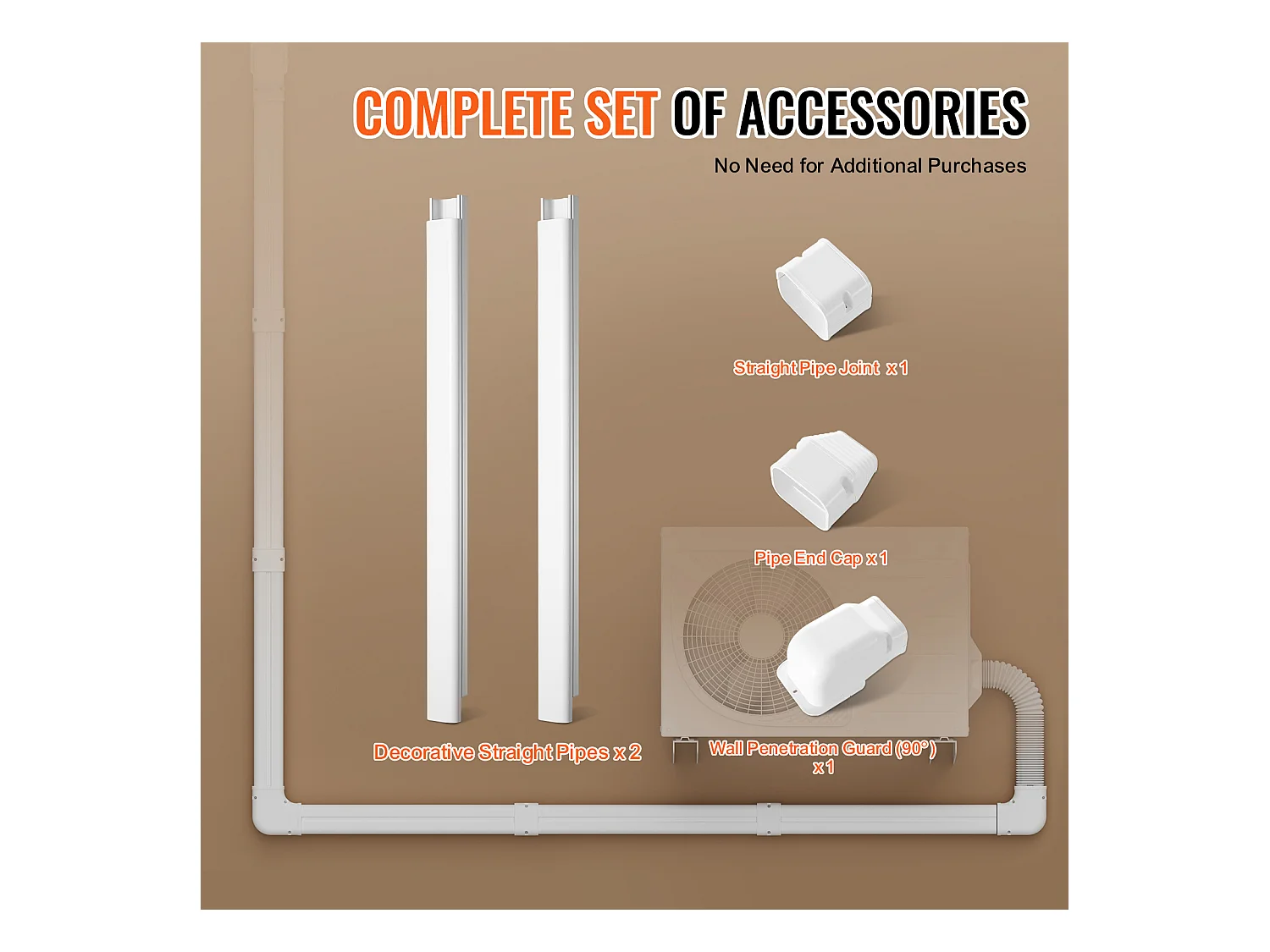 Couverture de Ligne SucceBuy en L 7.62cm de Largeur 227 cm pour Mini-Split/Climatiseur. PVC