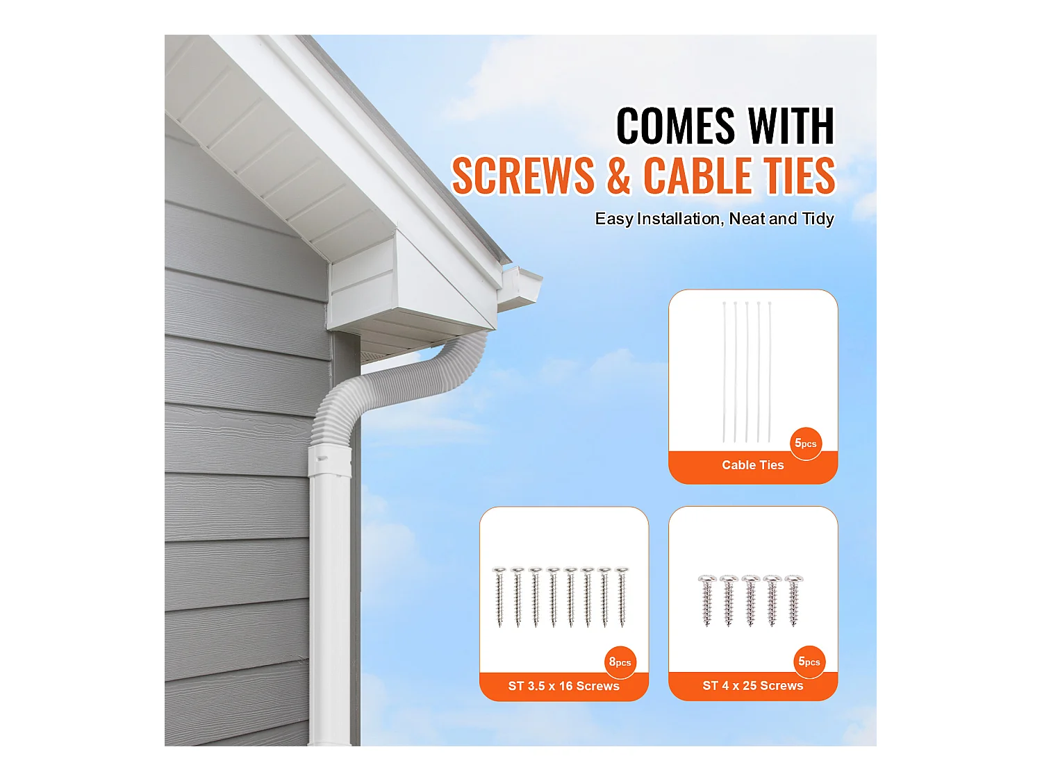 Couverture de Ligne SucceBuy en L 7.62cm de Largeur 227 cm pour Mini-Split/Climatiseur. PVC