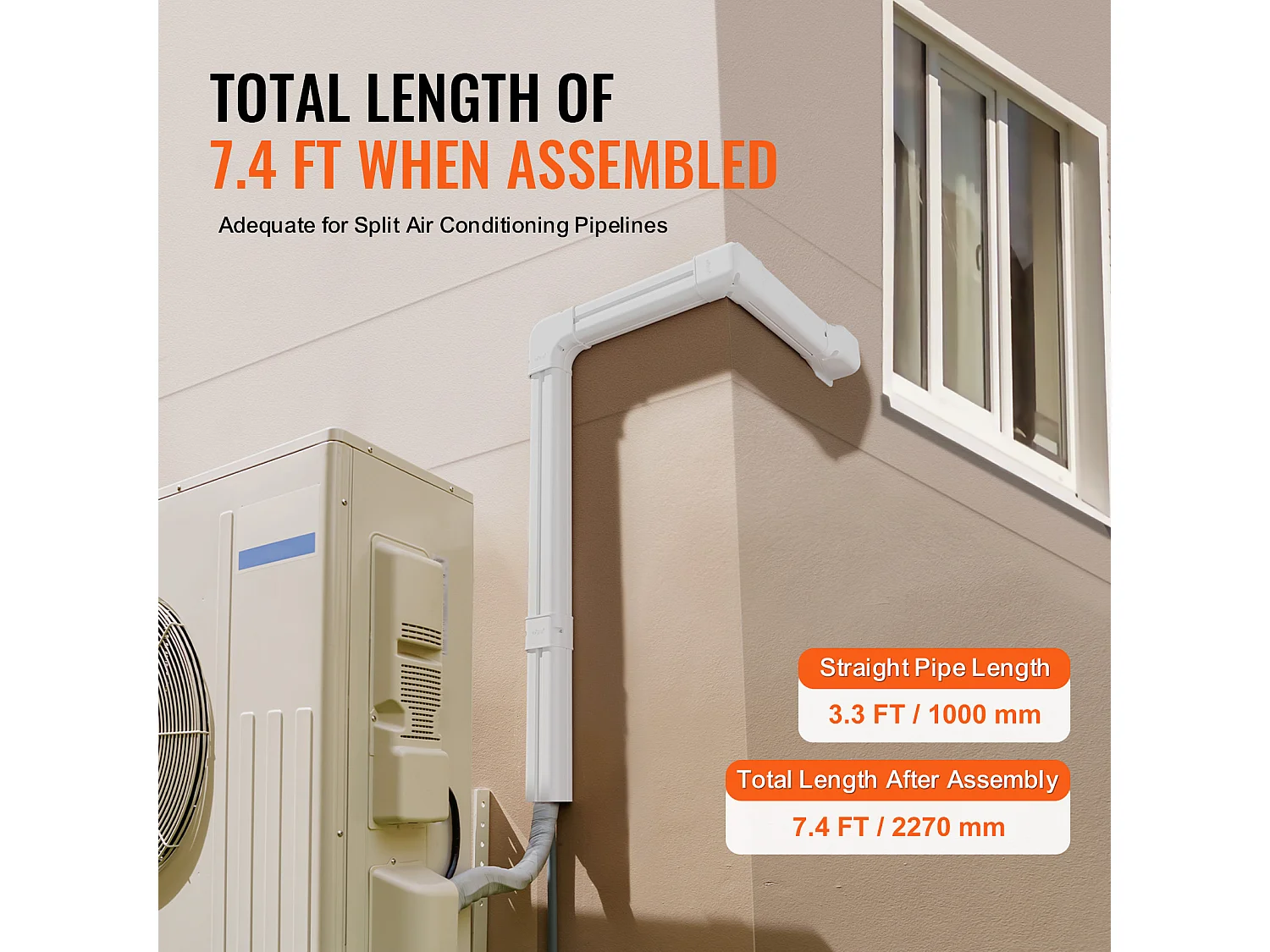 Leidingbedekking SucceBuy in L 7.62cm Breedte 227 cm voor Mini-Split/Airconditioning. PVC