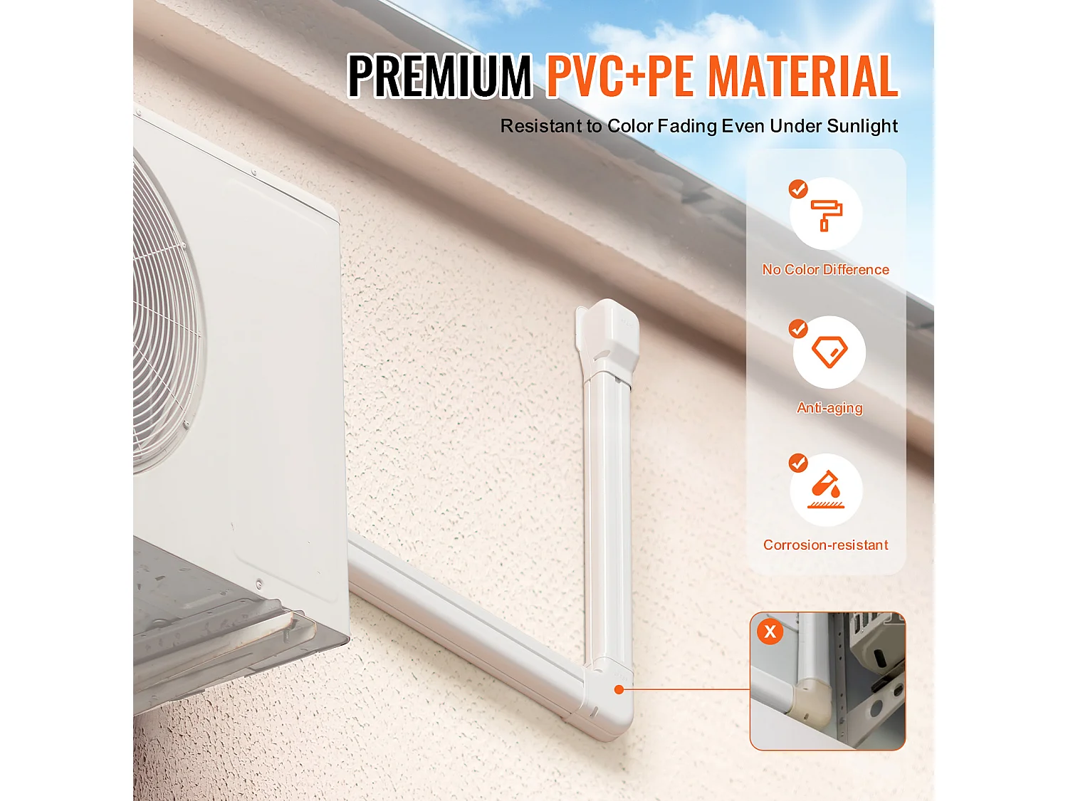 Leidingbedekking SucceBuy in L 7.62cm Breedte 227 cm voor Mini-Split/Airconditioning. PVC