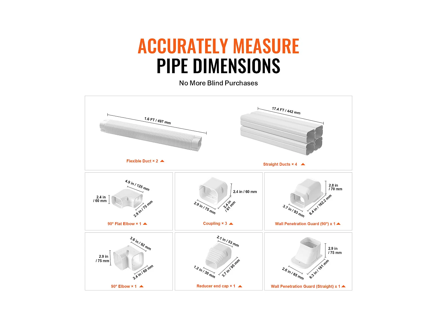 Leitungsschutz SucceBuy 7.62cm Breite 535 cm für Mini-Klimaanlage Getrennt/Zentral in PVC
