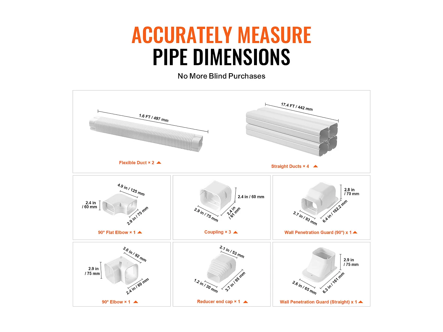 Couvercle de Ligne SucceBuy 7.62cm de Largeur 535 cm pour Mini-Climatiseur Séparé/Central en PVC