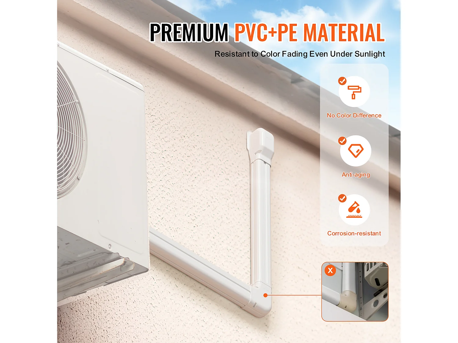 Couvercle de Ligne SucceBuy 7.62cm de Largeur 535 cm pour Mini-Climatiseur Séparé/Central en PVC