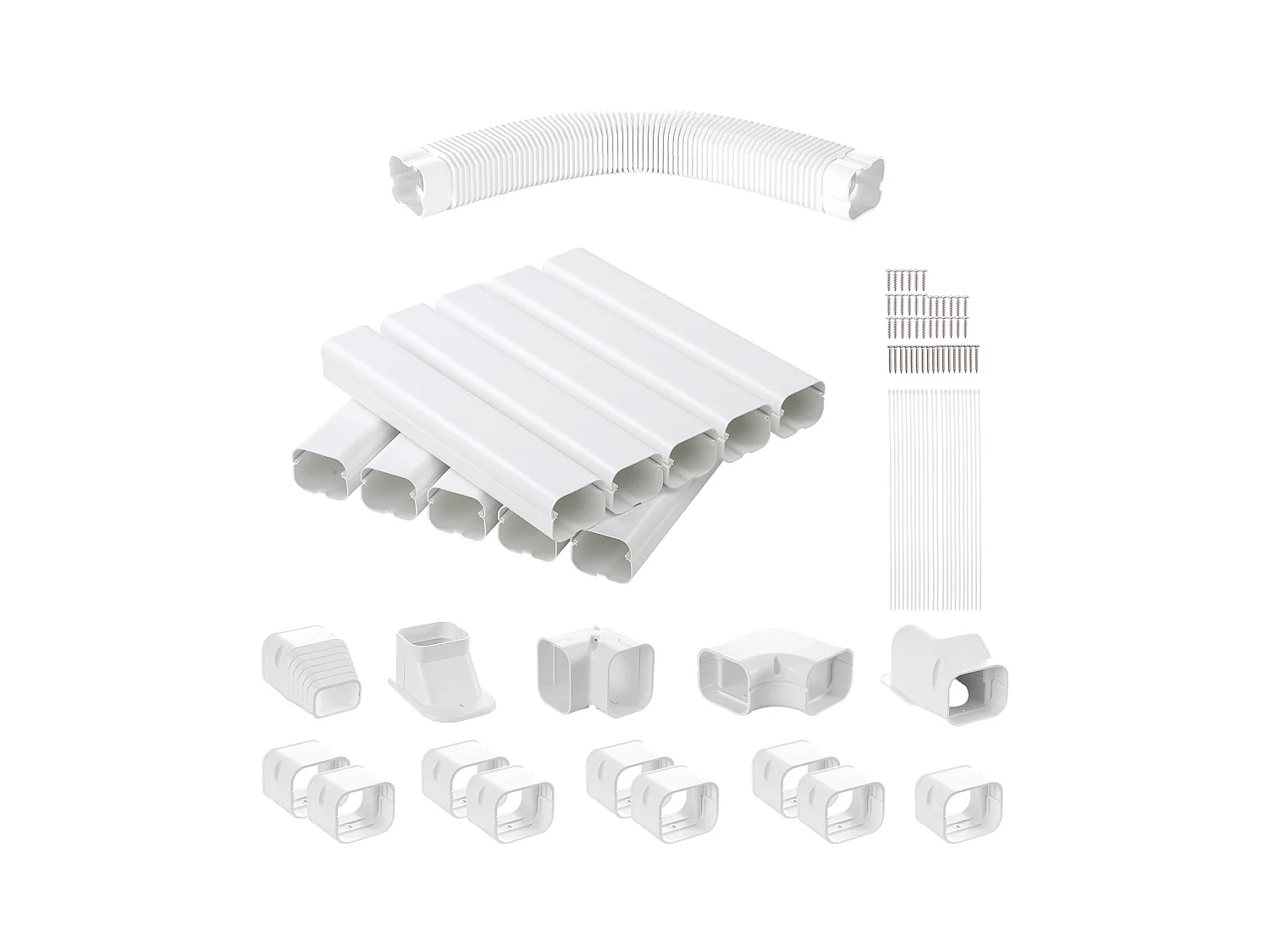 Leitungsabdeckung SucceBuy 7.62cm Breite 540 cm für Mini-Split/Klimaanlage, Dekoratives PVC für Klimaanlage, 10 Gerade Kanäle und Komponenten