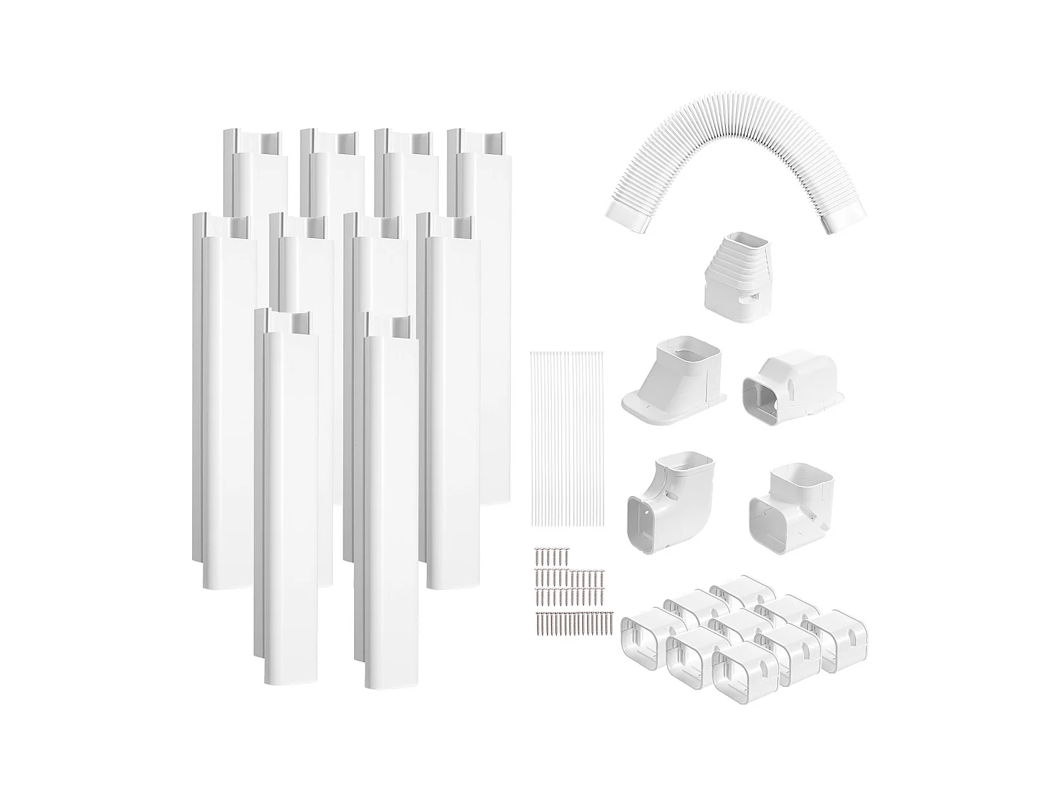 Leitungsabdeckung SucceBuy 7.62cm Breite 540 cm für Mini-Split/Klimaanlage, Dekoratives PVC für Klimaanlage, 10 Gerade Kanäle und Komponenten