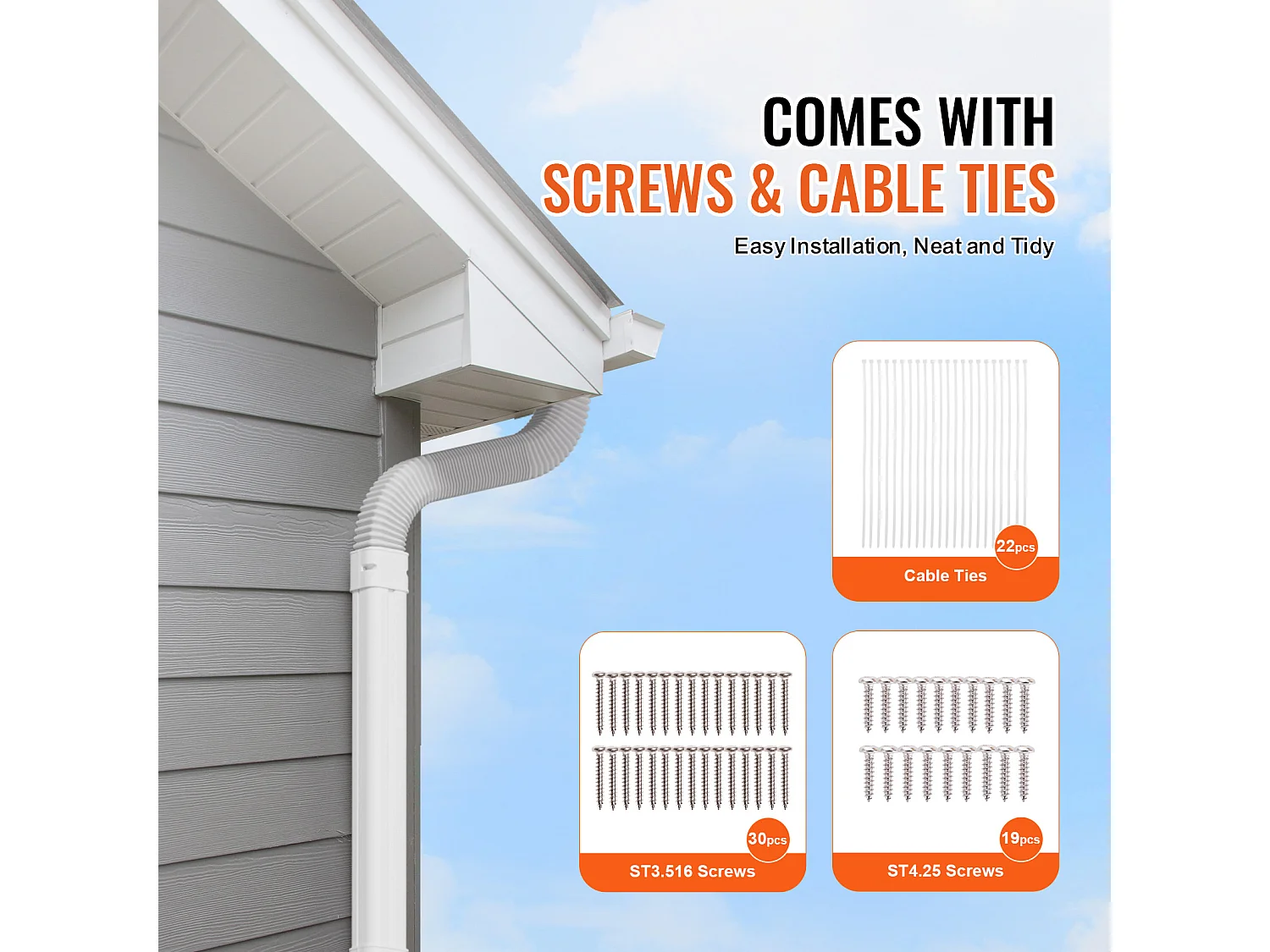 Leitungsabdeckung SucceBuy 7.62cm Breite 540 cm für Mini-Split/Klimaanlage, Dekoratives PVC für Klimaanlage, 10 Gerade Kanäle und Komponenten