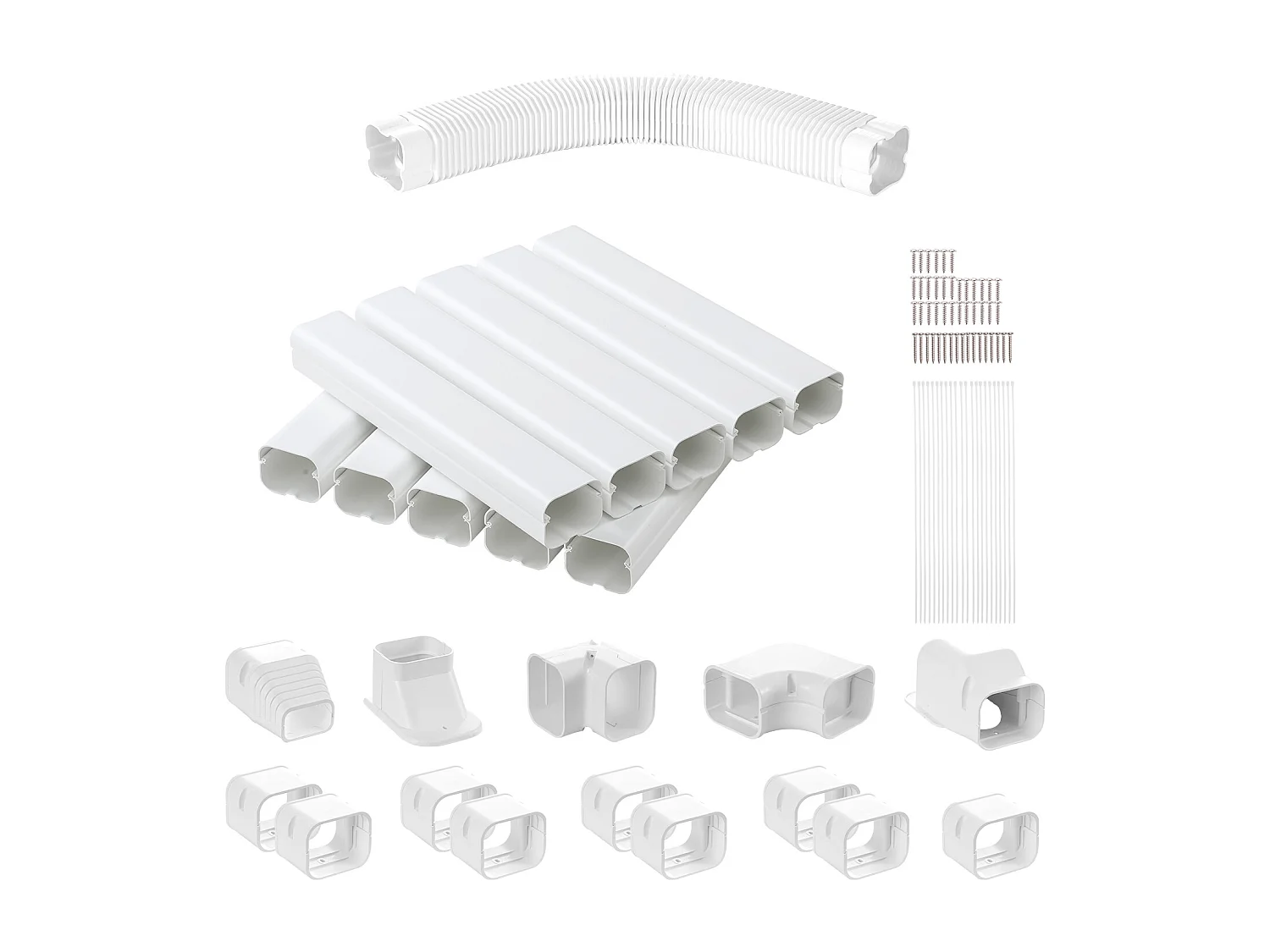Leitungsabdeckung SucceBuy 7.62cm Breite 540 cm für Mini-Split/Klimaanlage, Dekoratives PVC für Klimaanlage, 10 Gerade Kanäle und Komponenten