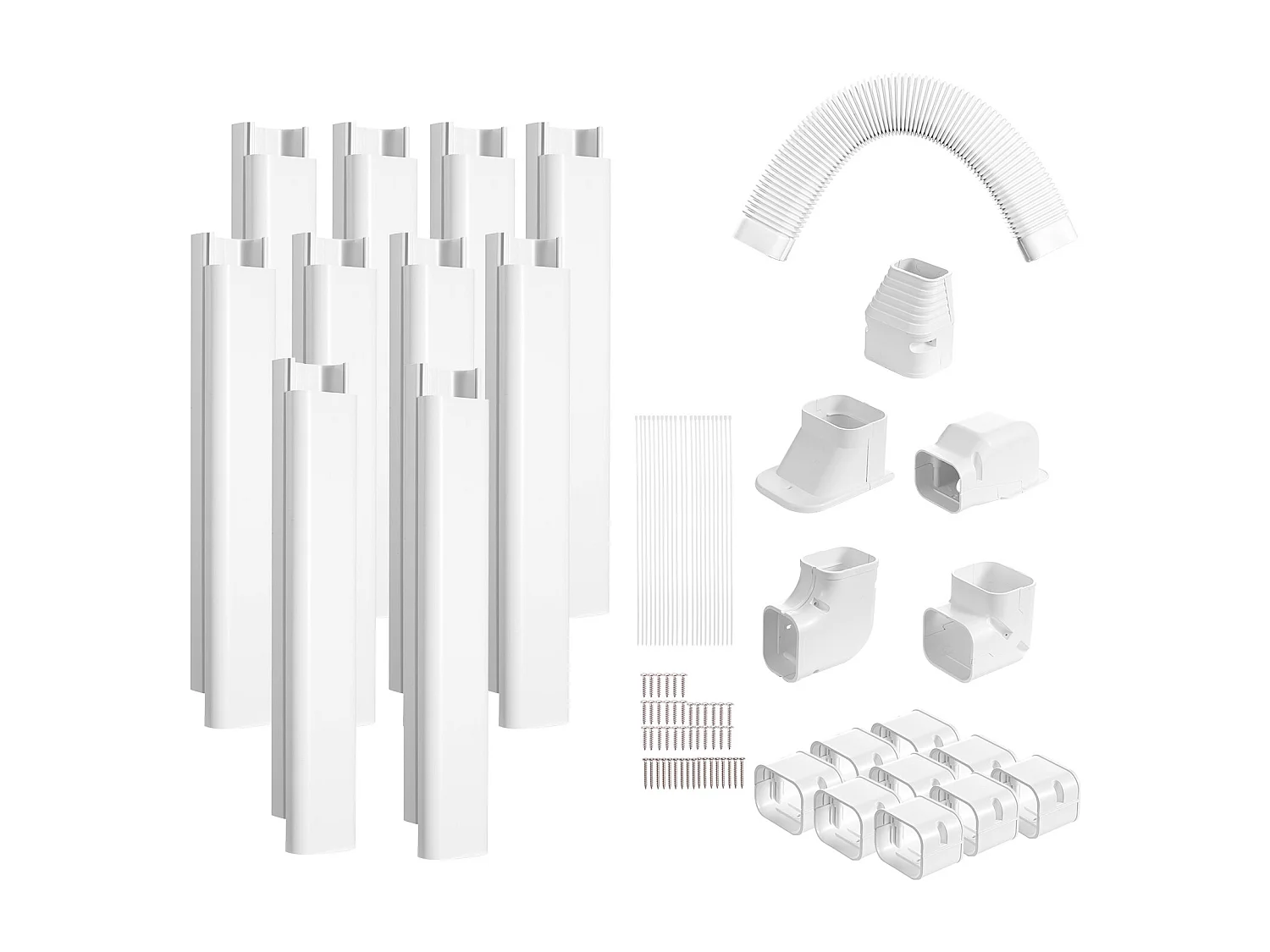 Leitungsabdeckung SucceBuy 7.62cm Breite 540 cm für Mini-Split/Klimaanlage, Dekoratives PVC für Klimaanlage, 10 Gerade Kanäle und Komponenten