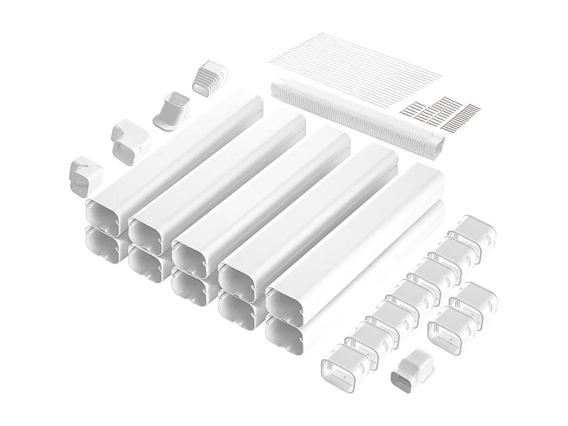 Leitungsabdeckung SucceBuy 7.62cm Breite 540 cm für Mini-Split/Klimaanlage, Dekoratives PVC für Klimaanlage, 10 Gerade Kanäle und Komponenten