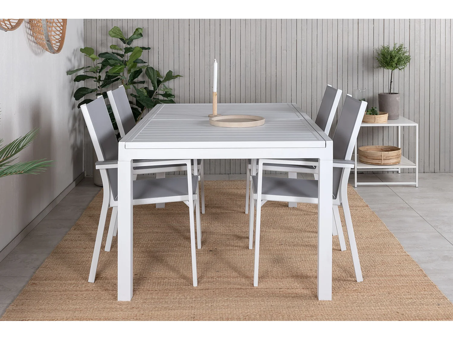 Marbella Esstisch inkl. Zusatzplatte 160, 240 cm Weiss weiss.