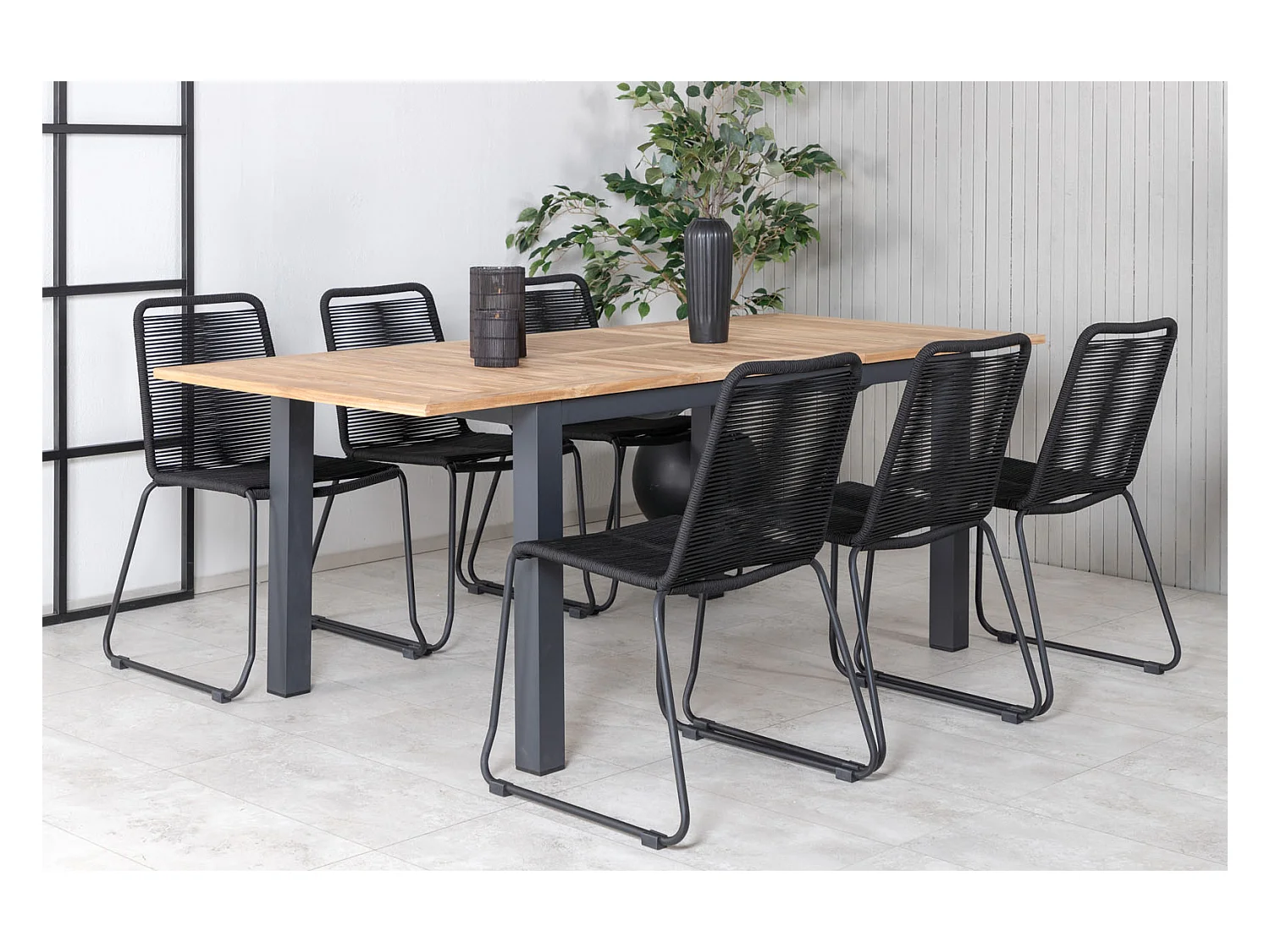 Table de Jardin Extensible "Panama" 152-210cm Naturel & Noir