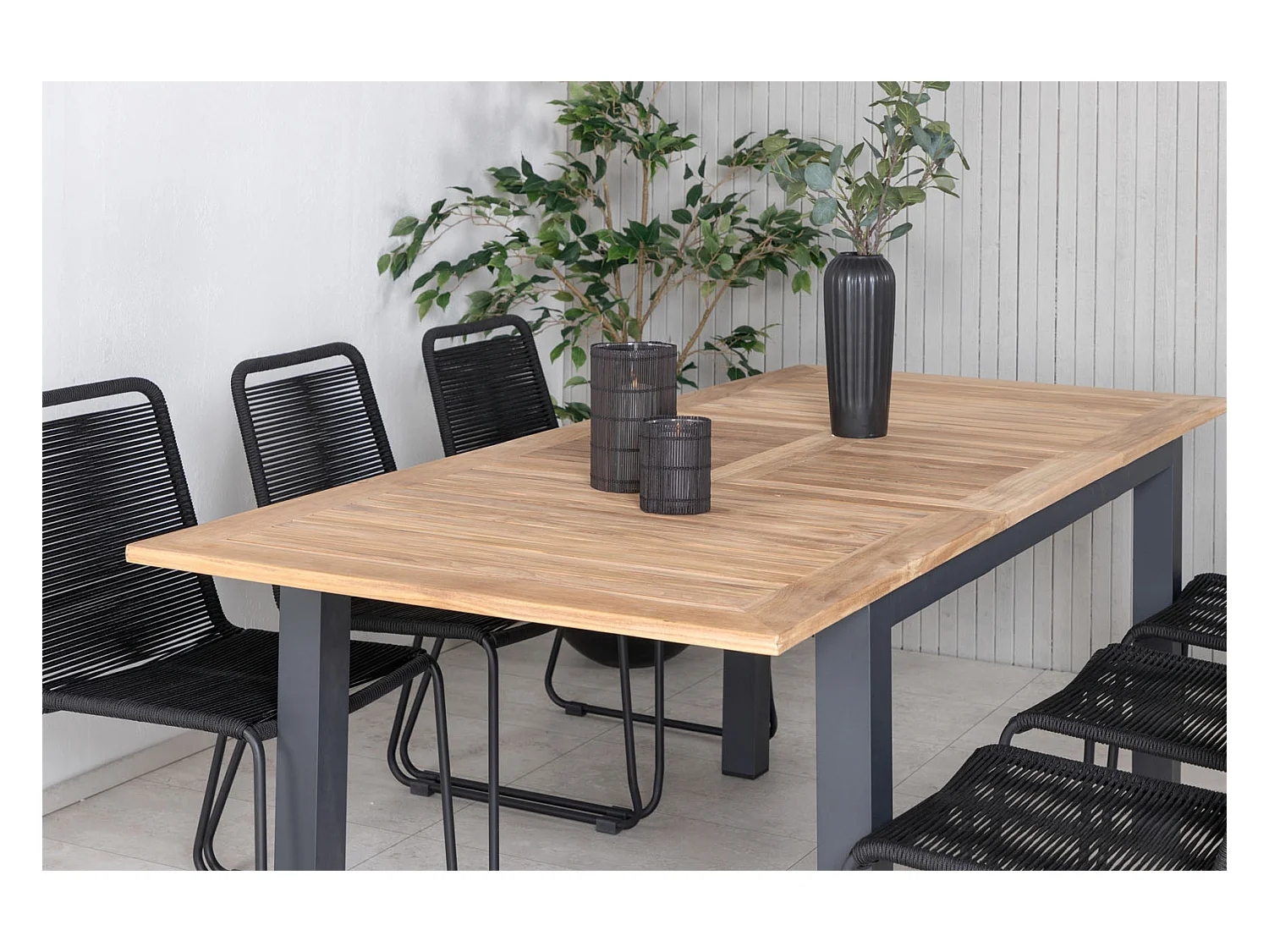 Table de Jardin Extensible "Panama" 152-210cm Naturel & Noir