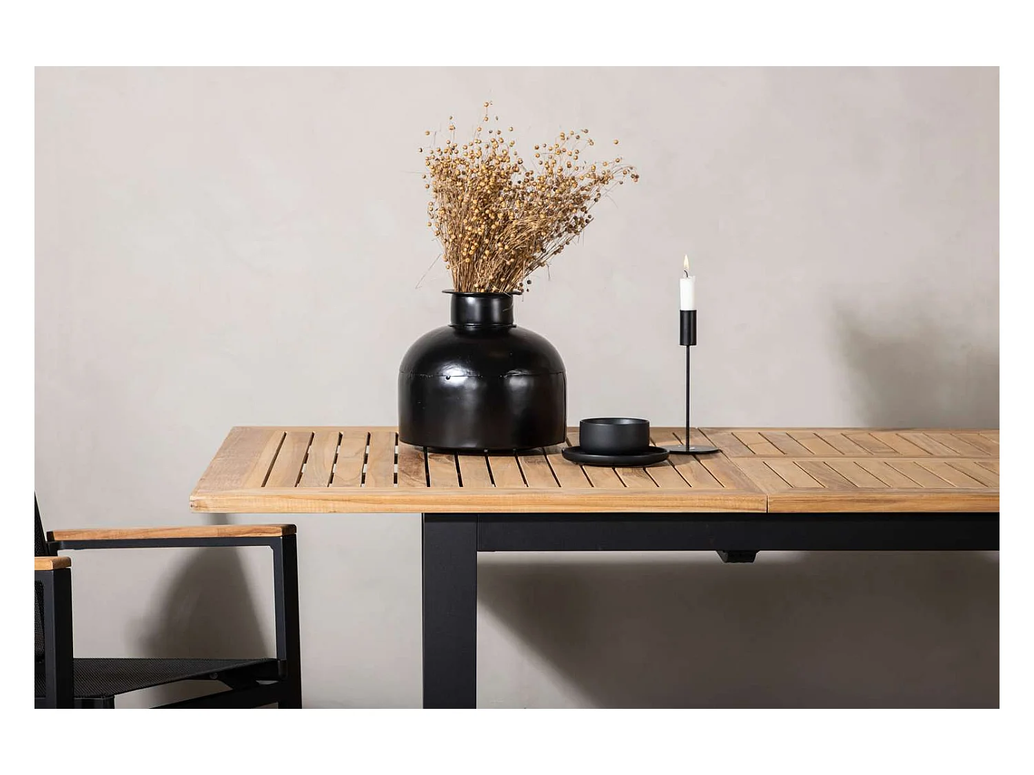 Table de Jardin Extensible "Panama" 152-210cm Naturel & Noir