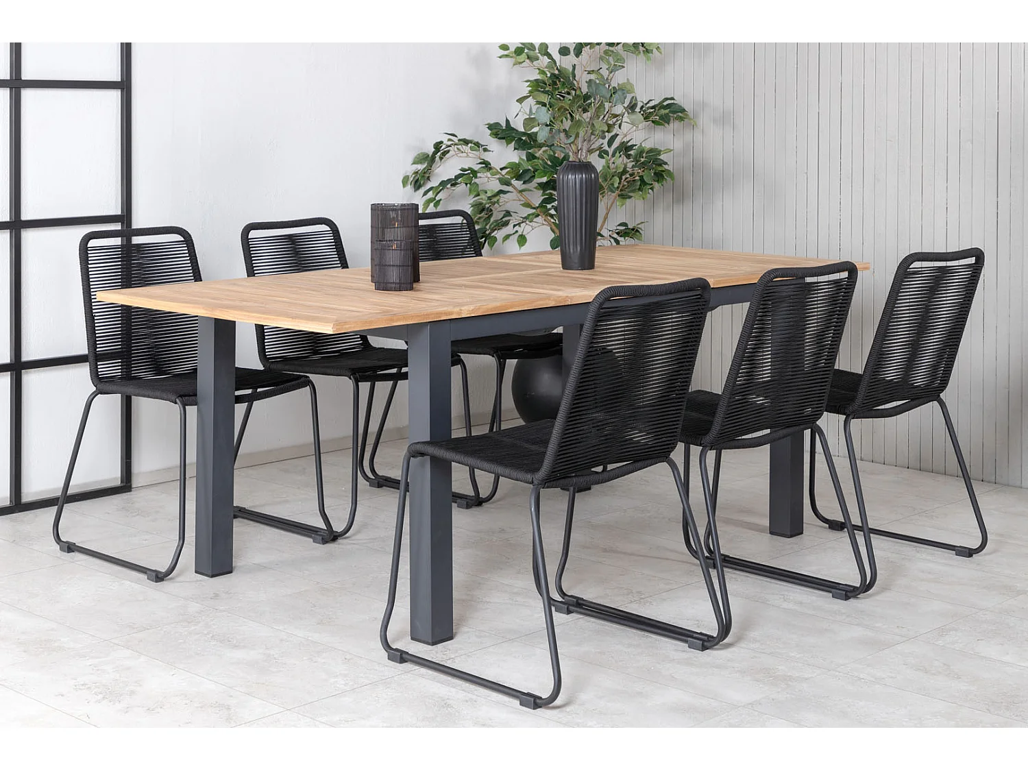 Table de Jardin Extensible "Panama" 152-210cm Naturel & Noir