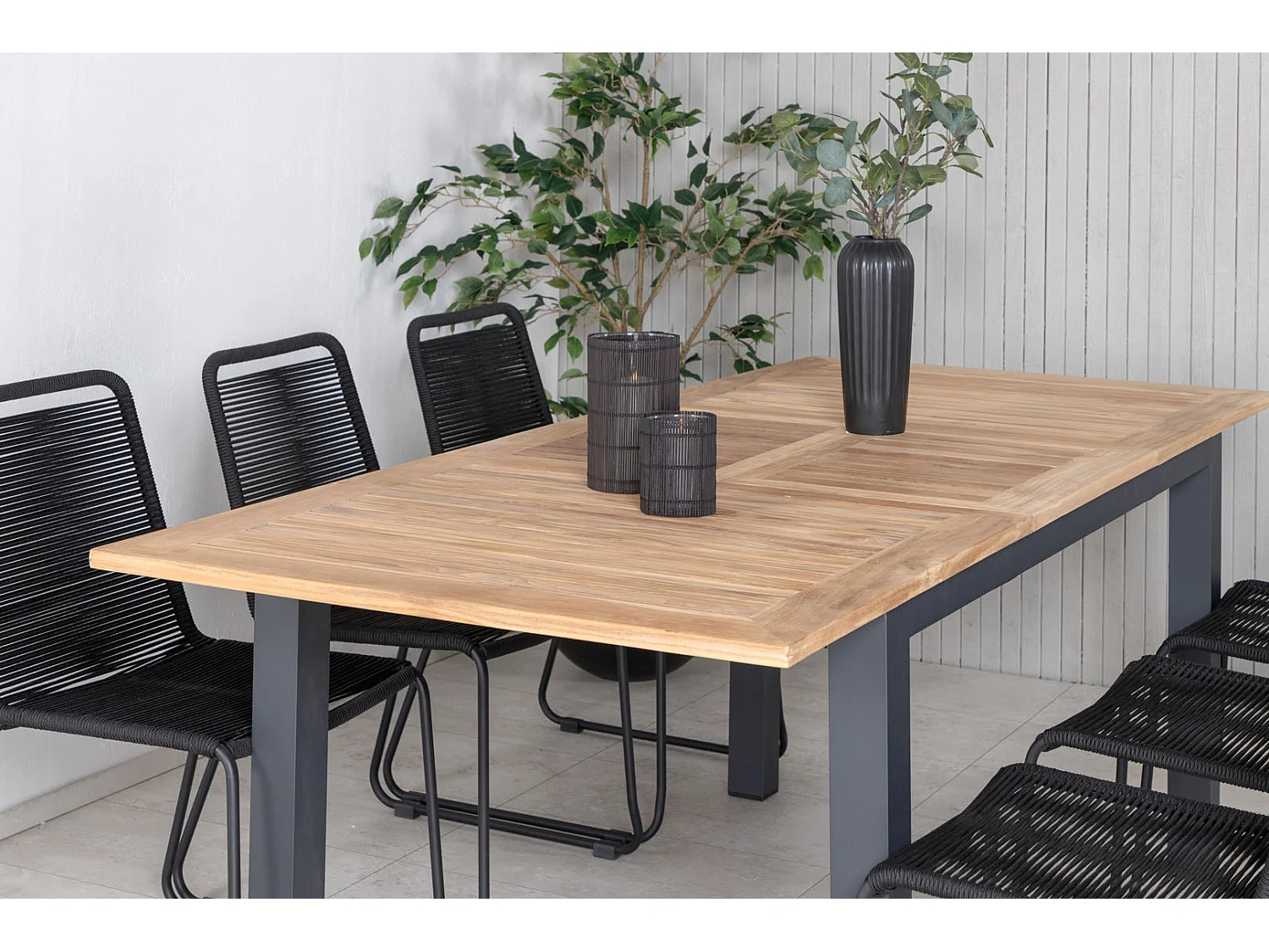 Table de Jardin Extensible "Panama" 152-210cm Naturel & Noir