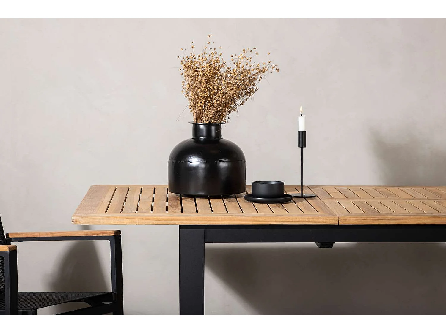Table de Jardin Extensible "Panama" 152-210cm Naturel & Noir