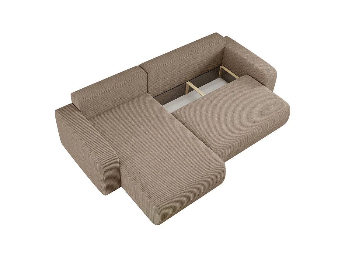 Canapé ALYA d'angle max réversible et convertible 5 places en velours côtelé - Taupe