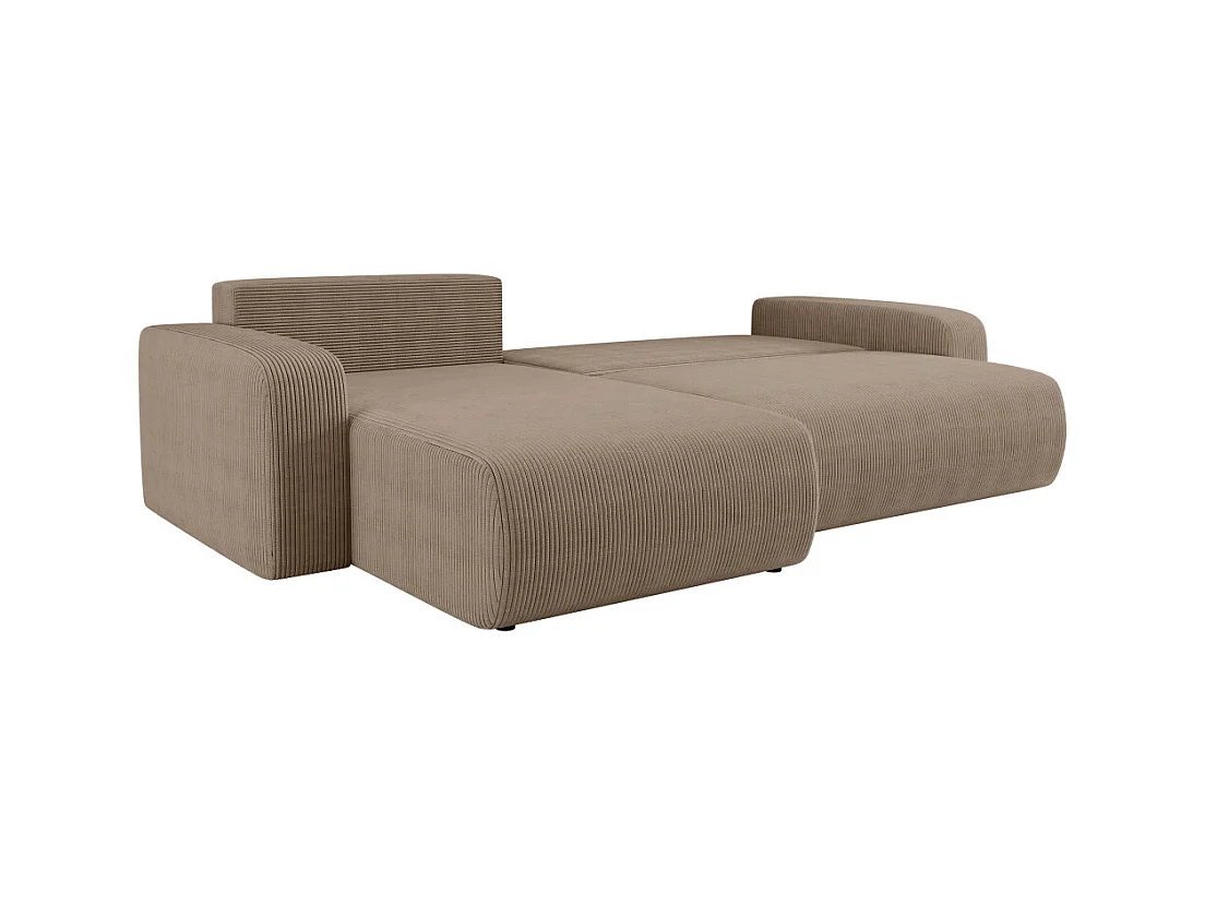 Canapé ALYA d'angle max réversible et convertible 5 places en velours côtelé - Taupe