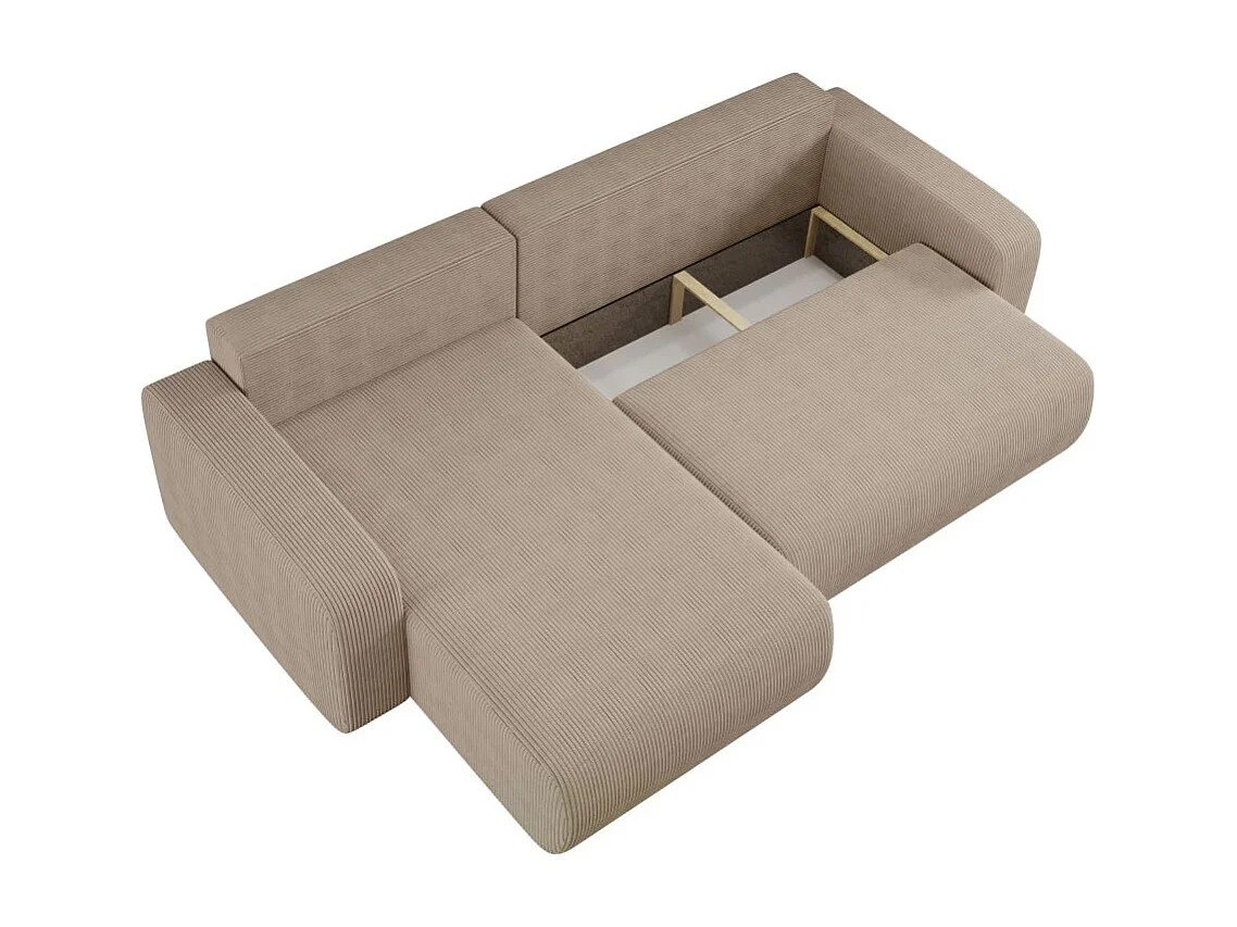 Canapé ALYA d'angle max réversible et convertible 5 places en velours côtelé - Taupe