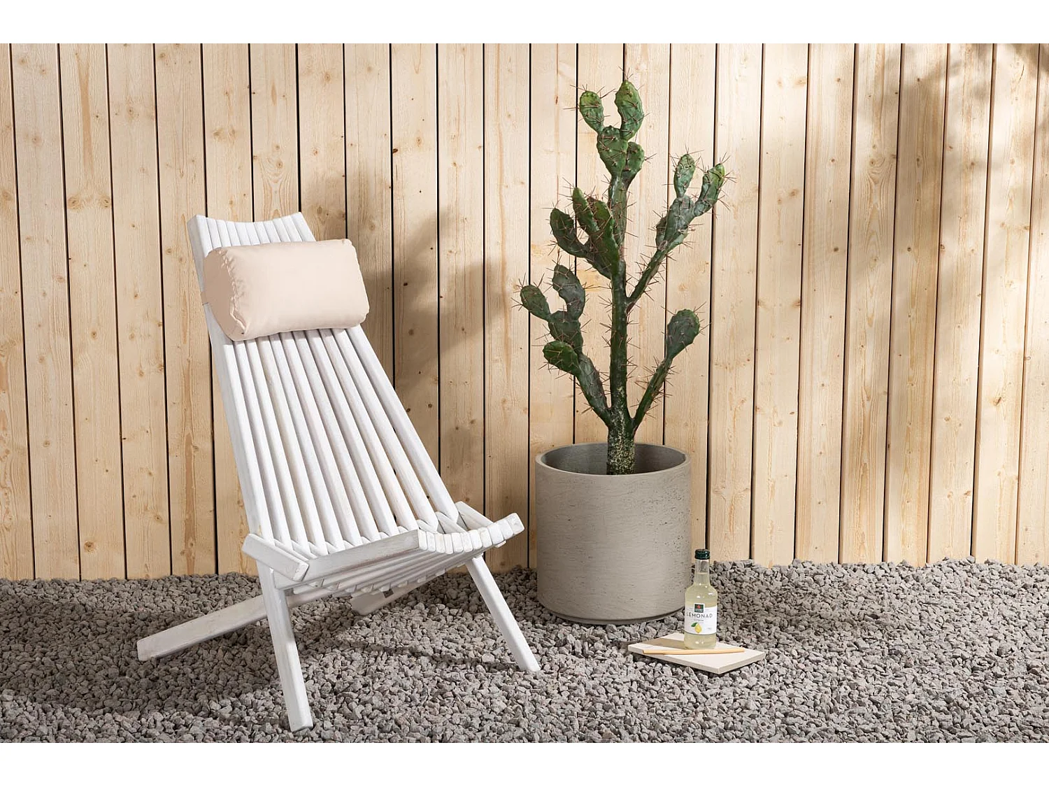 Star leunstoel tuin incl. kussen acacia, wit.