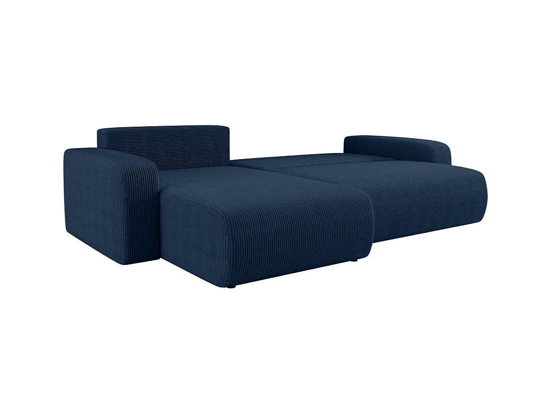 Canapé ALYA d'angle max réversible et convertible 5 places en velours côtelé - Bleu foncé