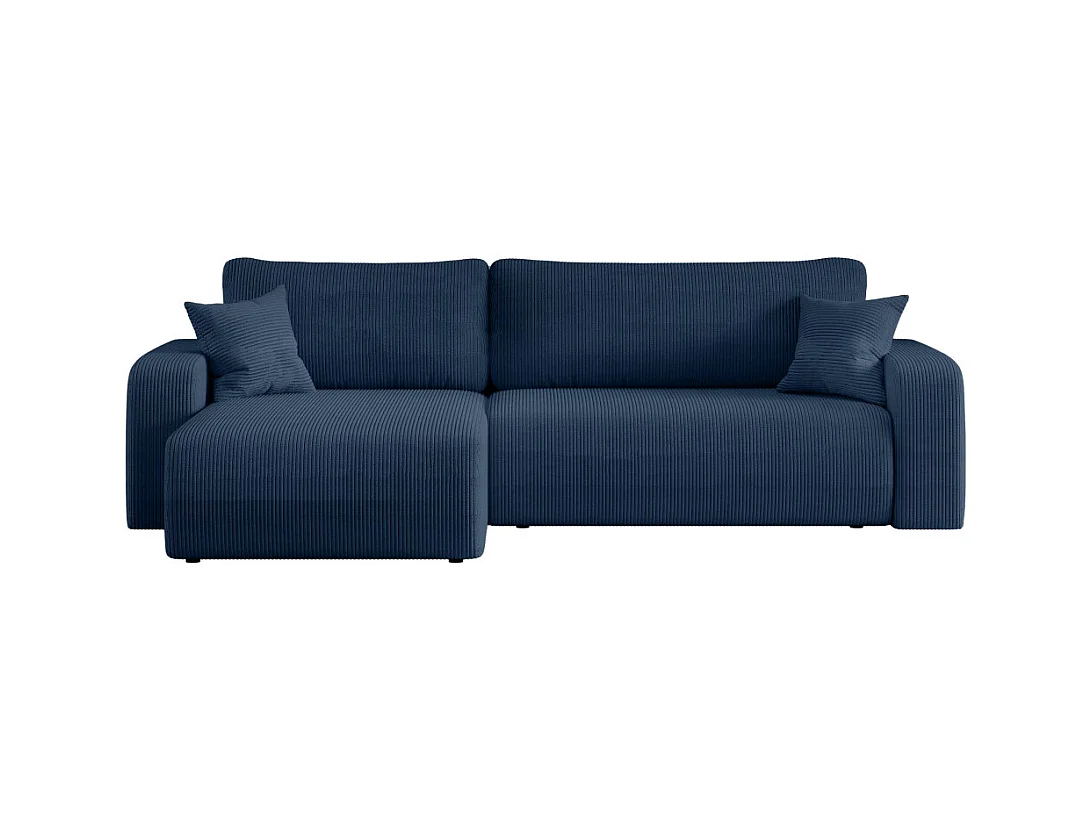 Canapé ALYA d'angle max réversible et convertible 5 places en velours côtelé - Bleu foncé