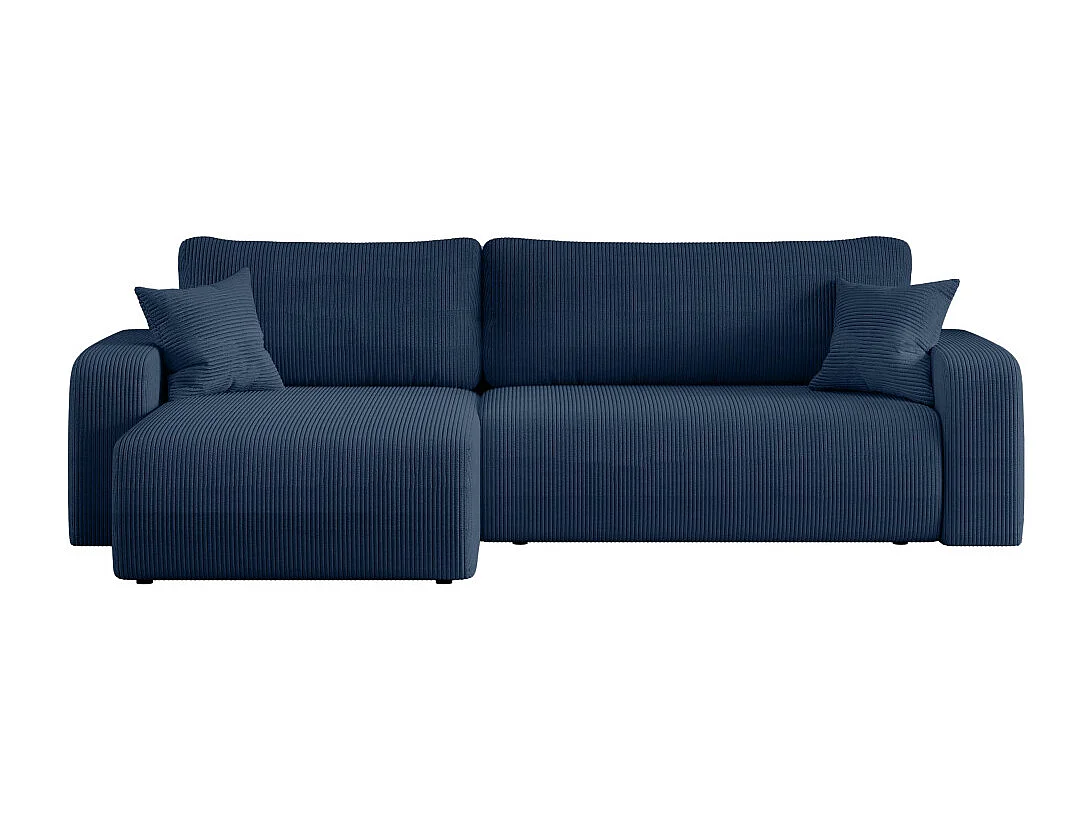 Canapé ALYA d'angle max réversible et convertible 5 places en velours côtelé - Bleu foncé