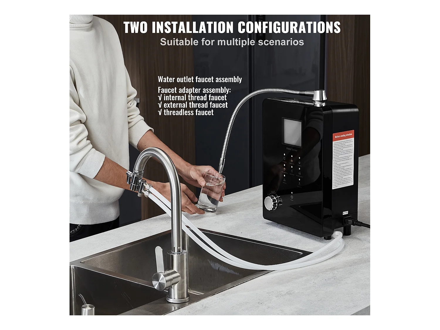 Machine de Purification d'Eau Alcaline Ioniseur SucceBuy, PH3-11.2, 9000L, LCD à Commande Tactile