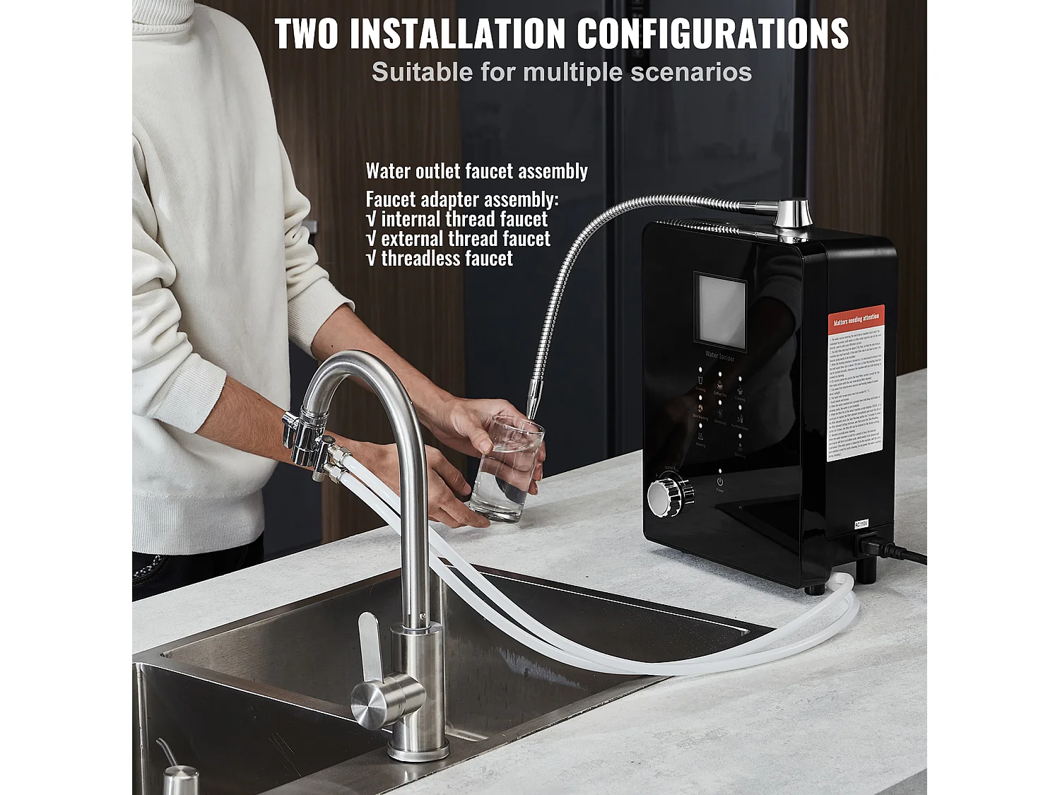 Machine de Purification d'Eau Alcaline Ioniseur SucceBuy, PH3-11.2, 9000L, LCD à Commande Tactile