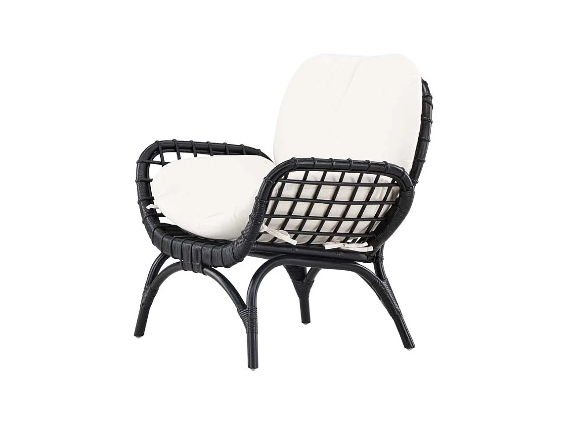 Moana Sessel mit Gartenkissen schwarz.