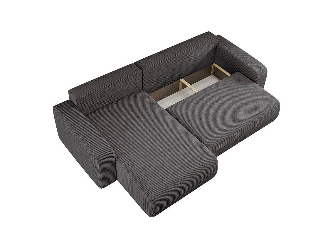 Canapé ALYA d'angle max réversible et convertible 5 places en velours côtelé - Gris